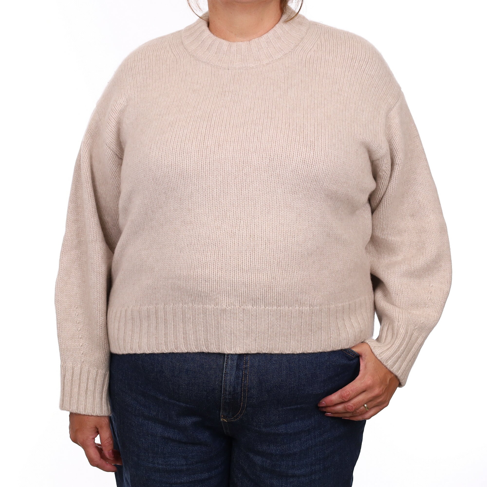 Cos Oatmeal Super Chunky Cashmere Crew Neck Jumper Extra Large