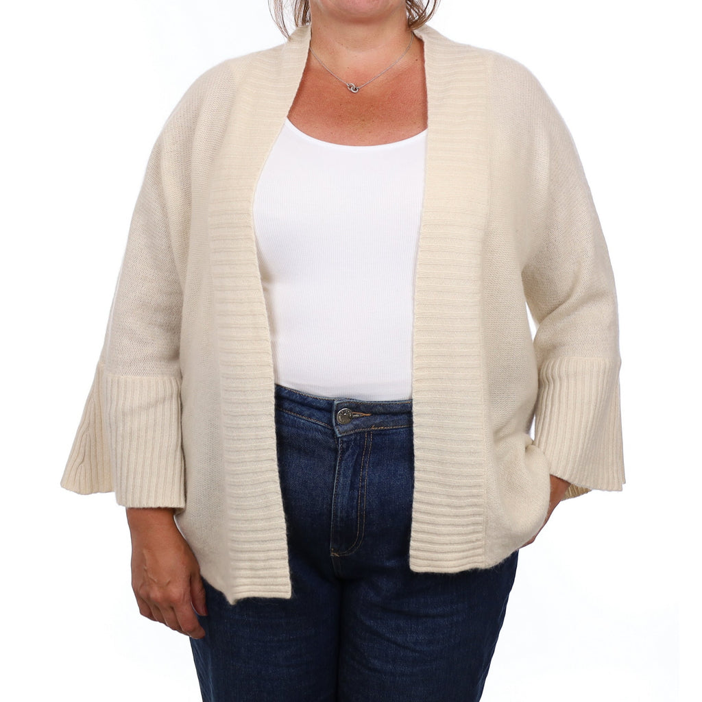 Antique Cream Cashmere Edge to Edge Cardigan Extra Large