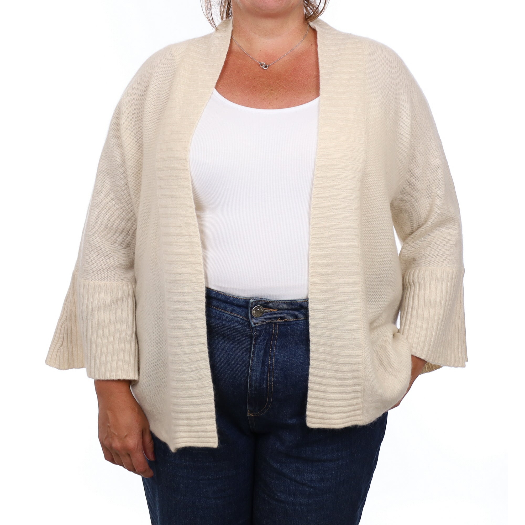 Antique Cream Cashmere Edge to Edge Cardigan Extra Large