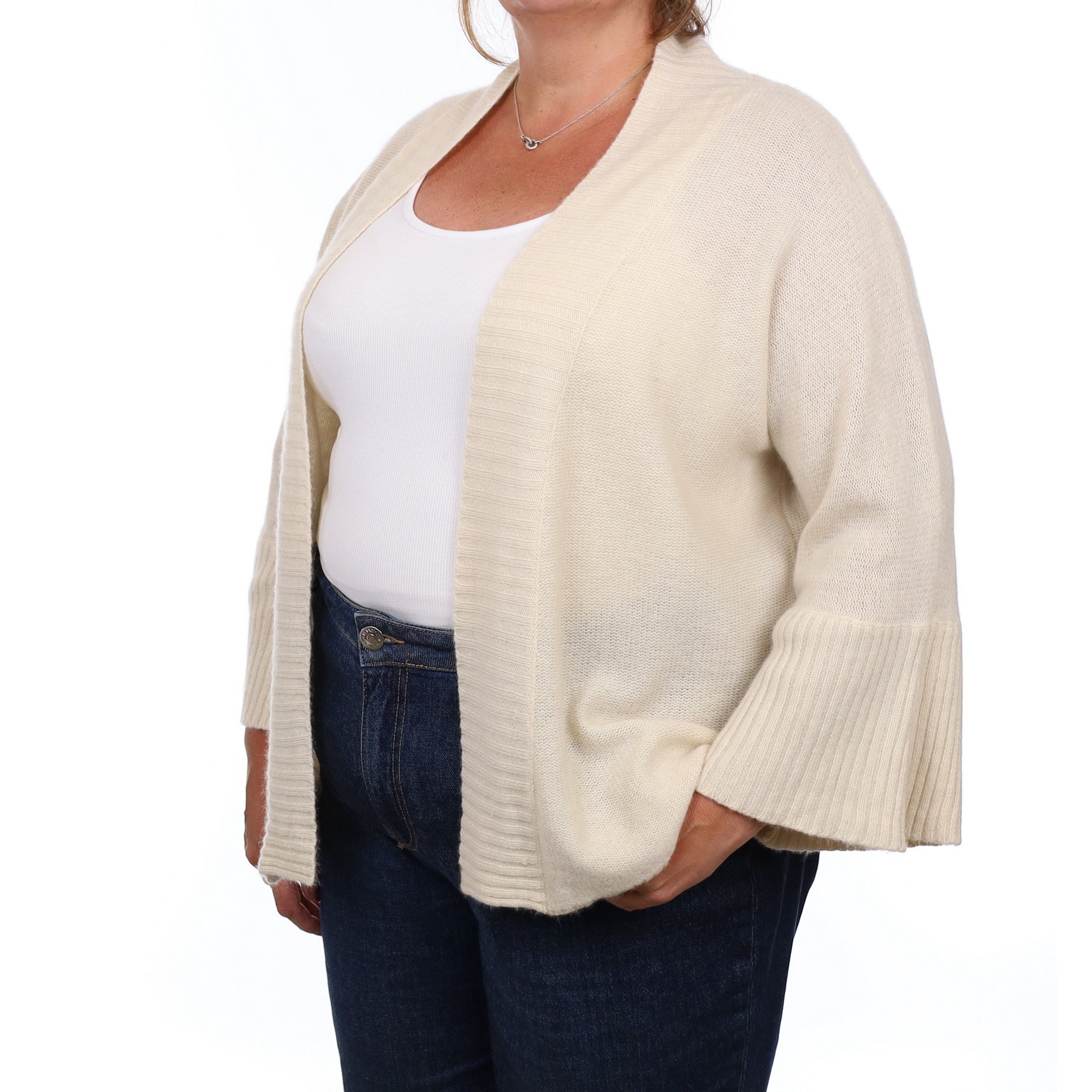 Antique Cream Cashmere Edge to Edge Cardigan Extra Large