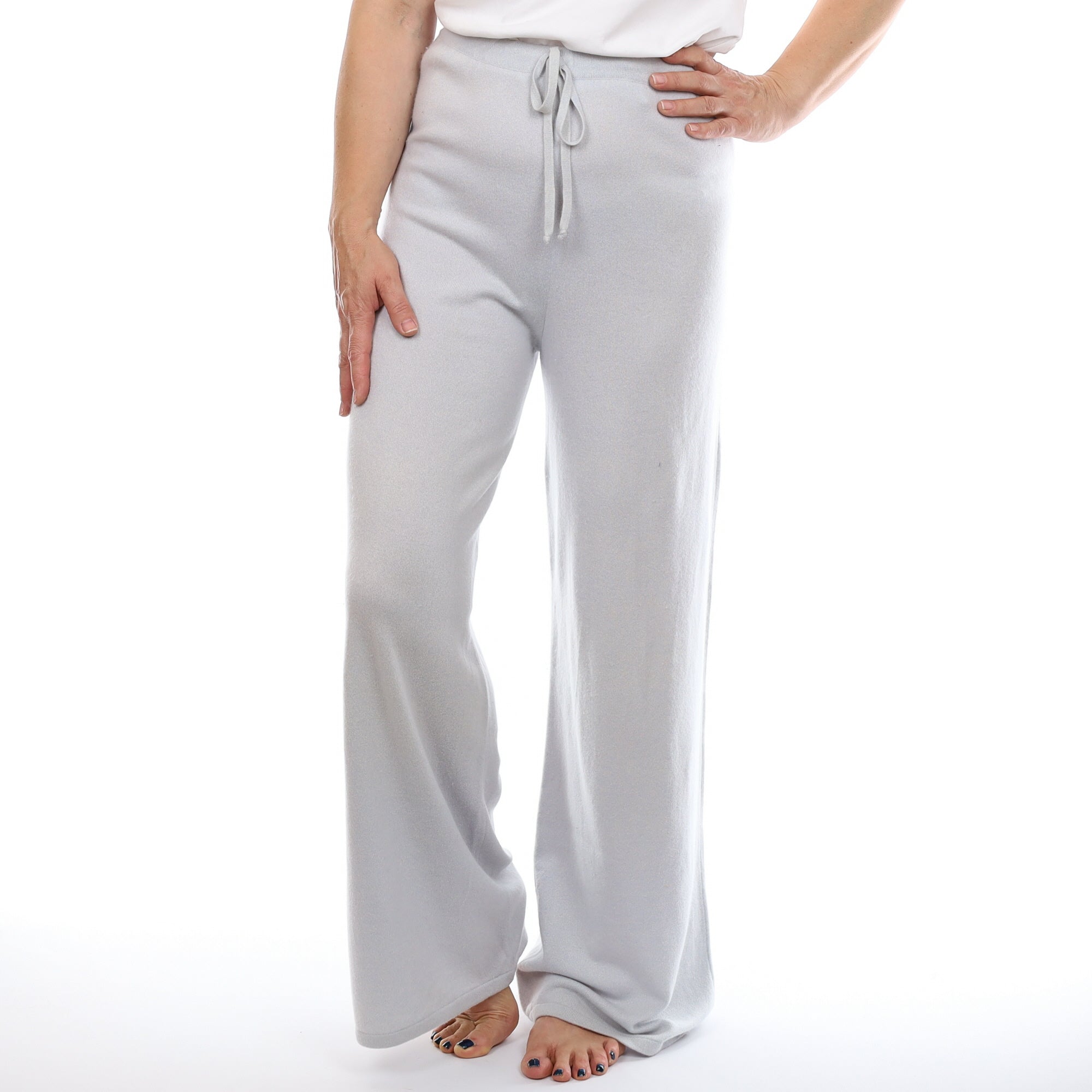 Ice Blue Cashmere Wide Leg Lounge Pants Medium Long