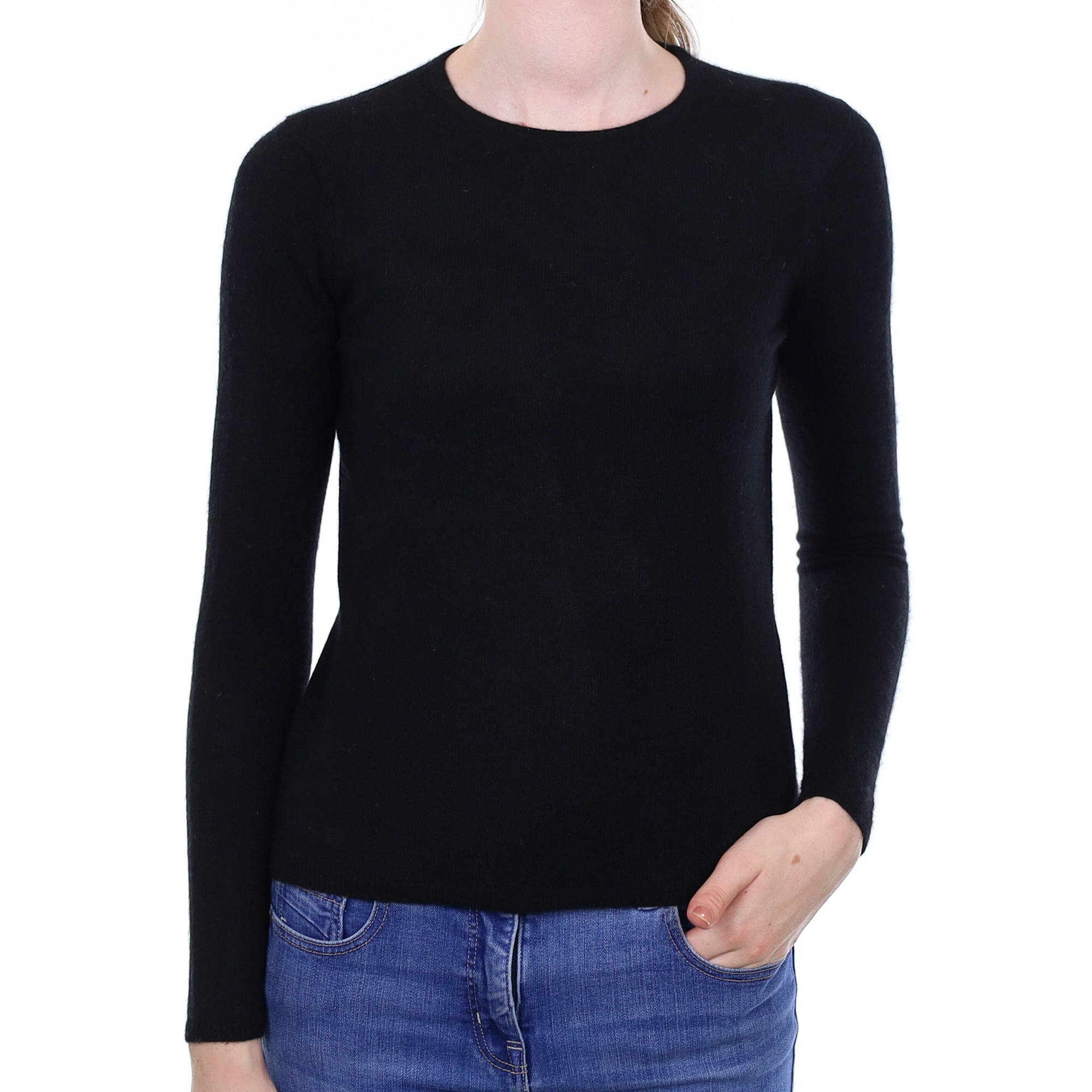 Black Cashmere Crew Neck Jumper Extra Small