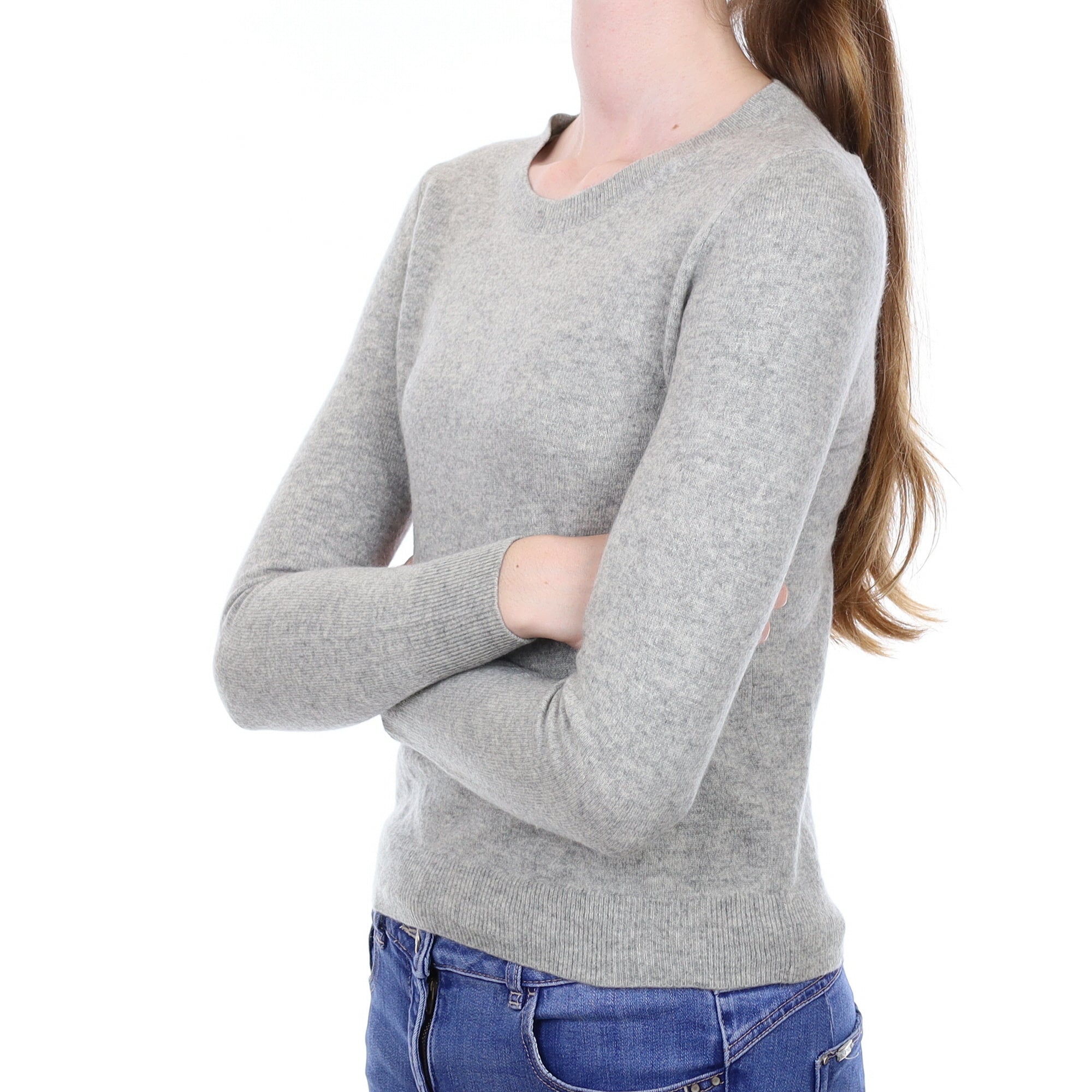 Smoke Grey Cashmere Crew Neck Jumper Extra Small