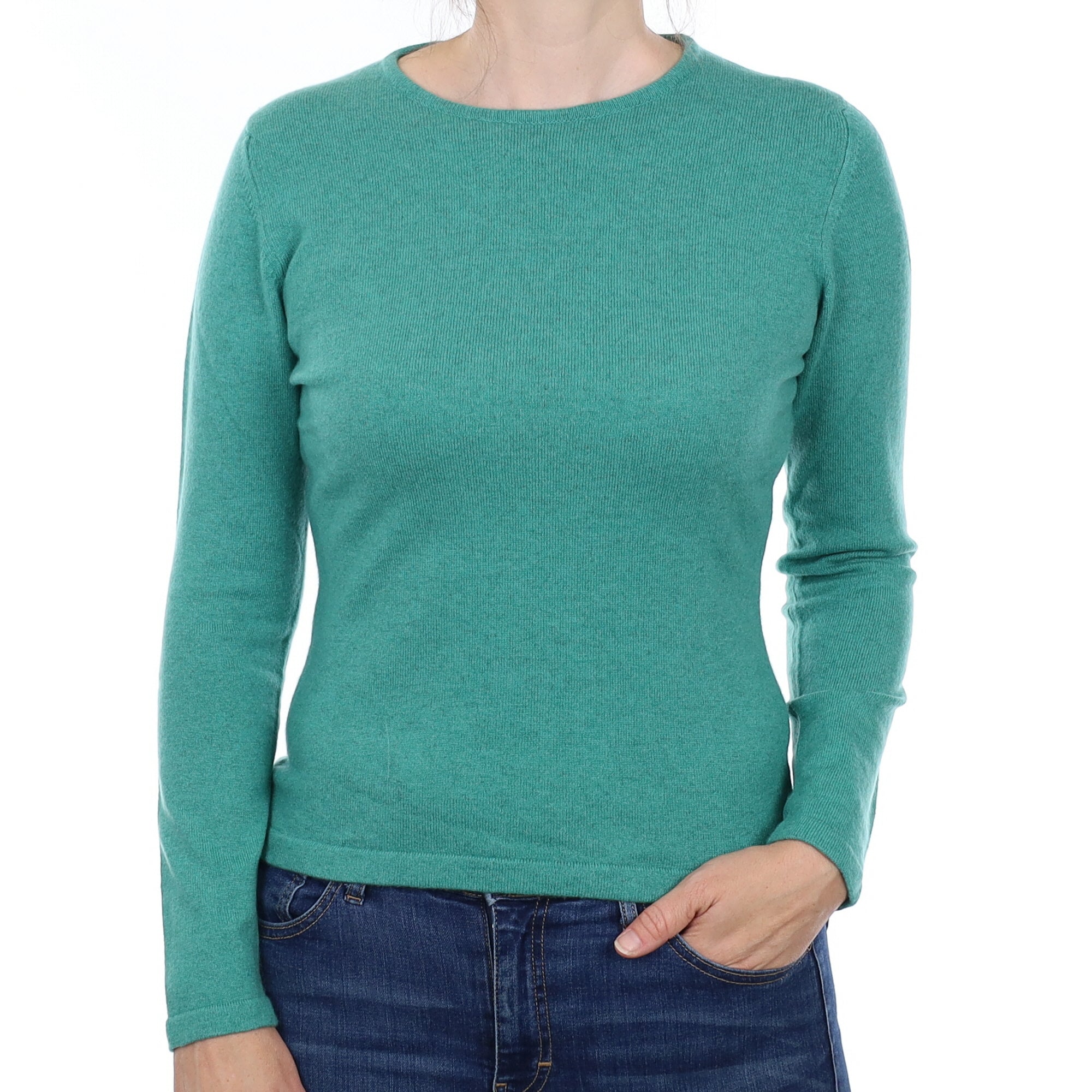 Scottish Spearmint Green Cashmere Crew Neck Jumper Small