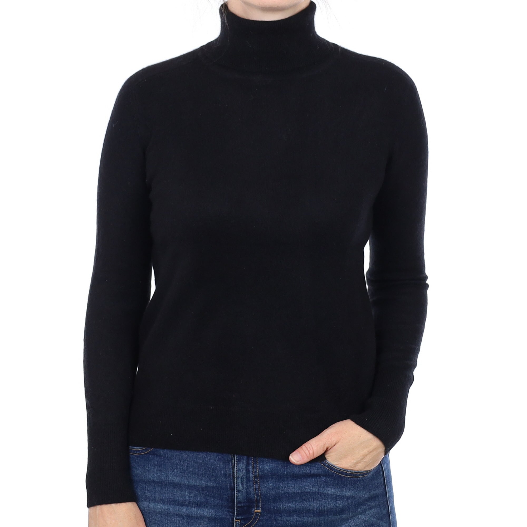 Black Cashmere Polo Neck Jumper Small