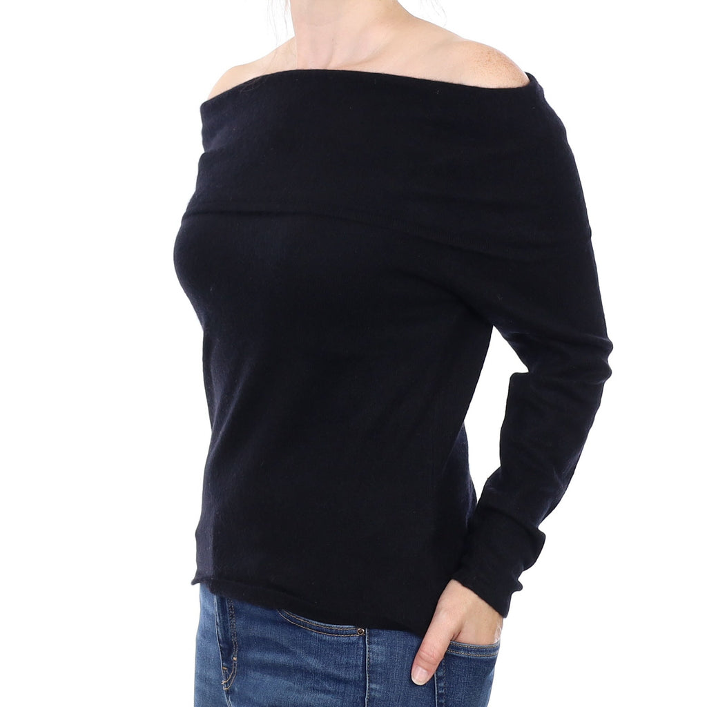 Black Cashmere Off Shoulder Jumper Small