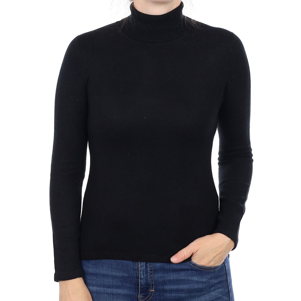 Black Slim Fit Cashmere Polo Neck Jumper Small