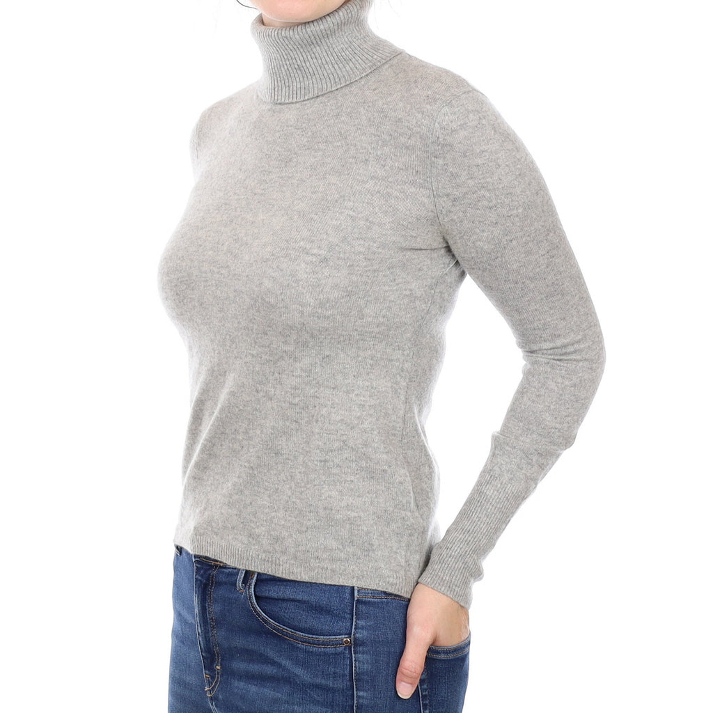 Smoke Grey Cashmere Polo Neck Jumper Small