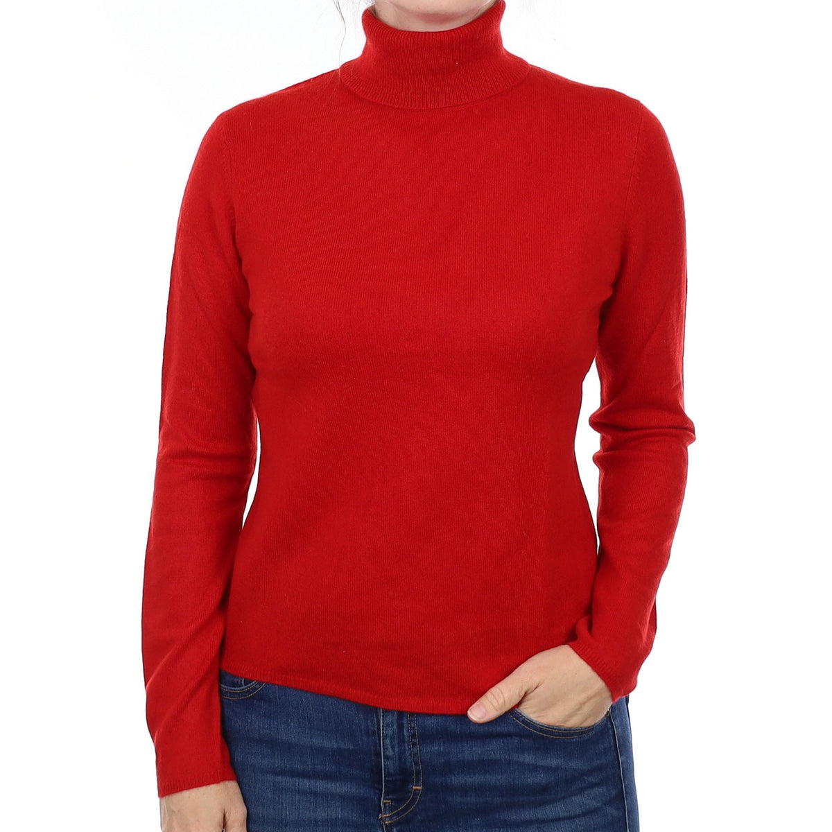 Scarlet Red Cashmere Turtleneck Jumper Small