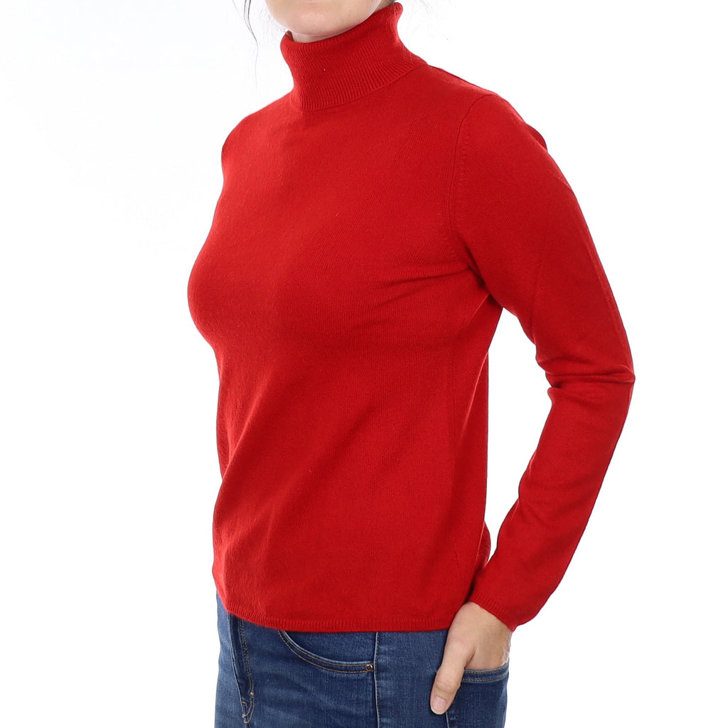 Scarlet Red Cashmere Turtleneck Jumper Small