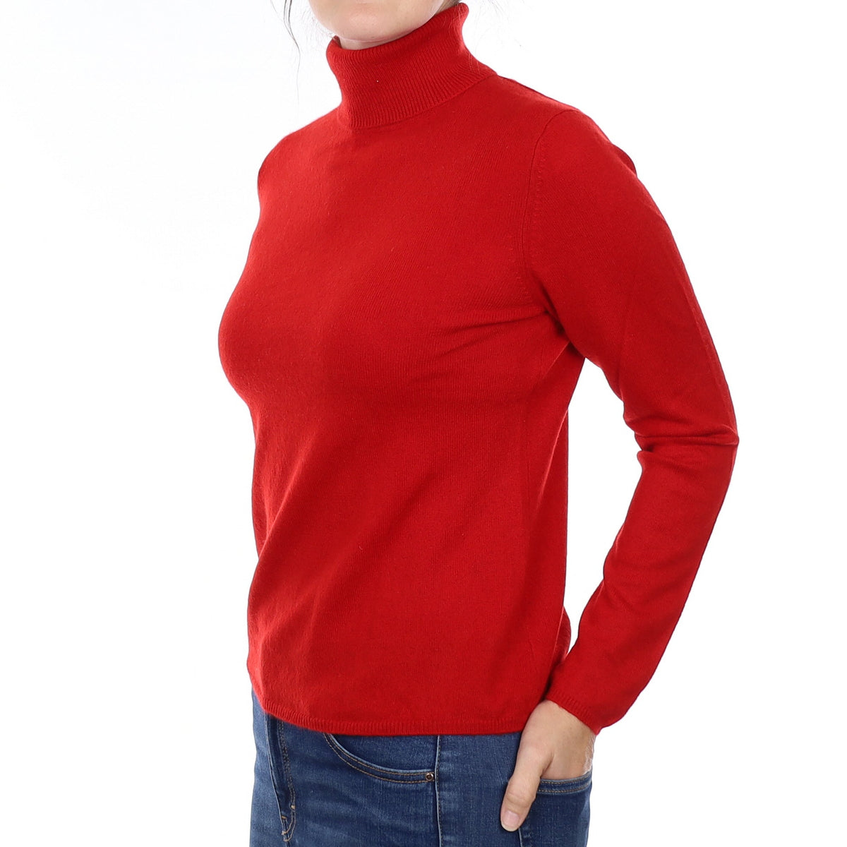 Scarlet Red Cashmere Turtleneck Jumper Small