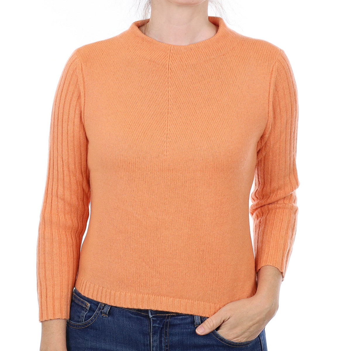 Peach Heavy Knit Cashmere Turtleneck Jumper Small