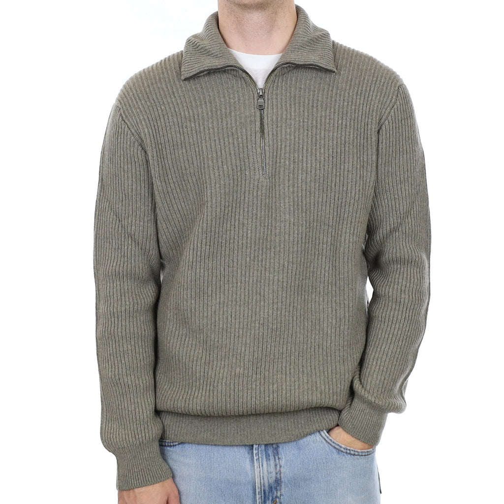 Men's Brand New Scottish Soft Pine Rib Chunky Cashmere 1/4 Zip Jumper Large