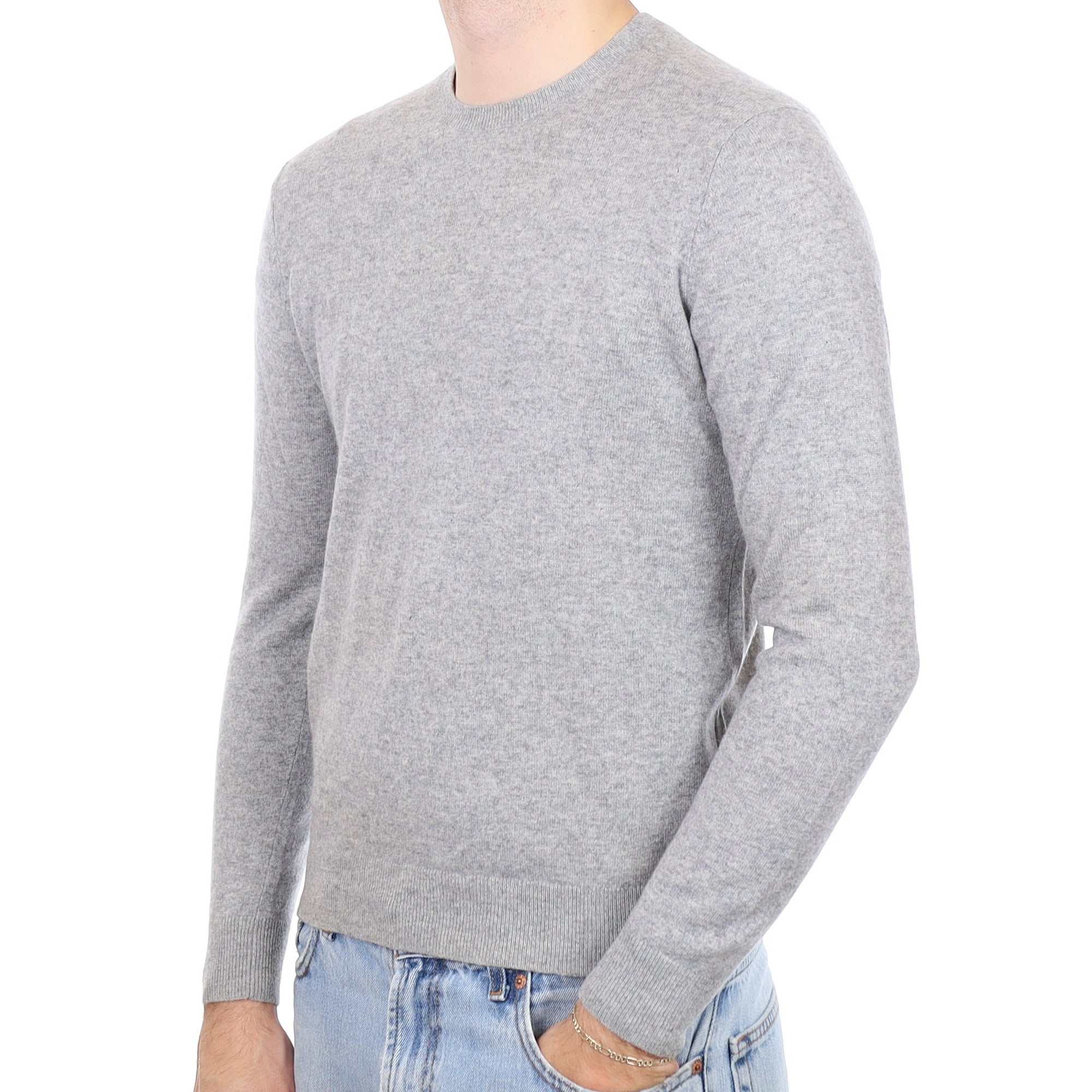 Men's Smoke Grey Cashmere Crew Neck Jumper Medium