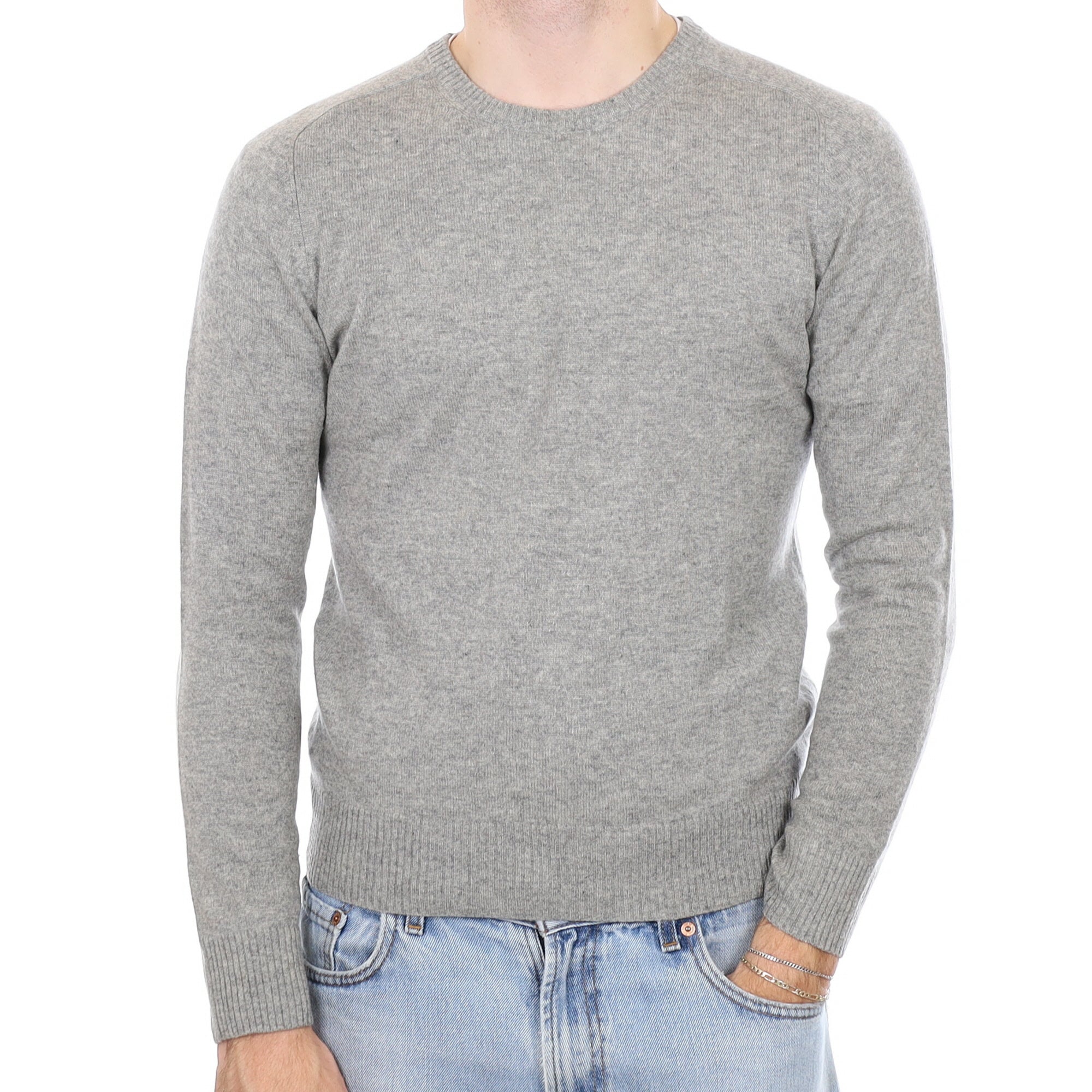 Men's Smoke Grey Cashmere Crew Neck Jumper Medium