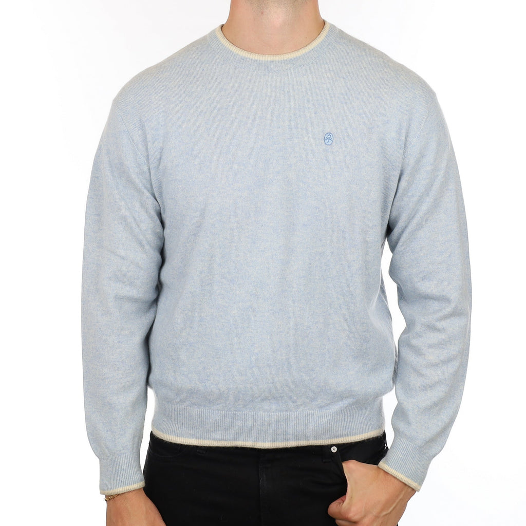 Men's Castelbajac Sky Blue Marl Cashmere Crew Neck Jumper XL