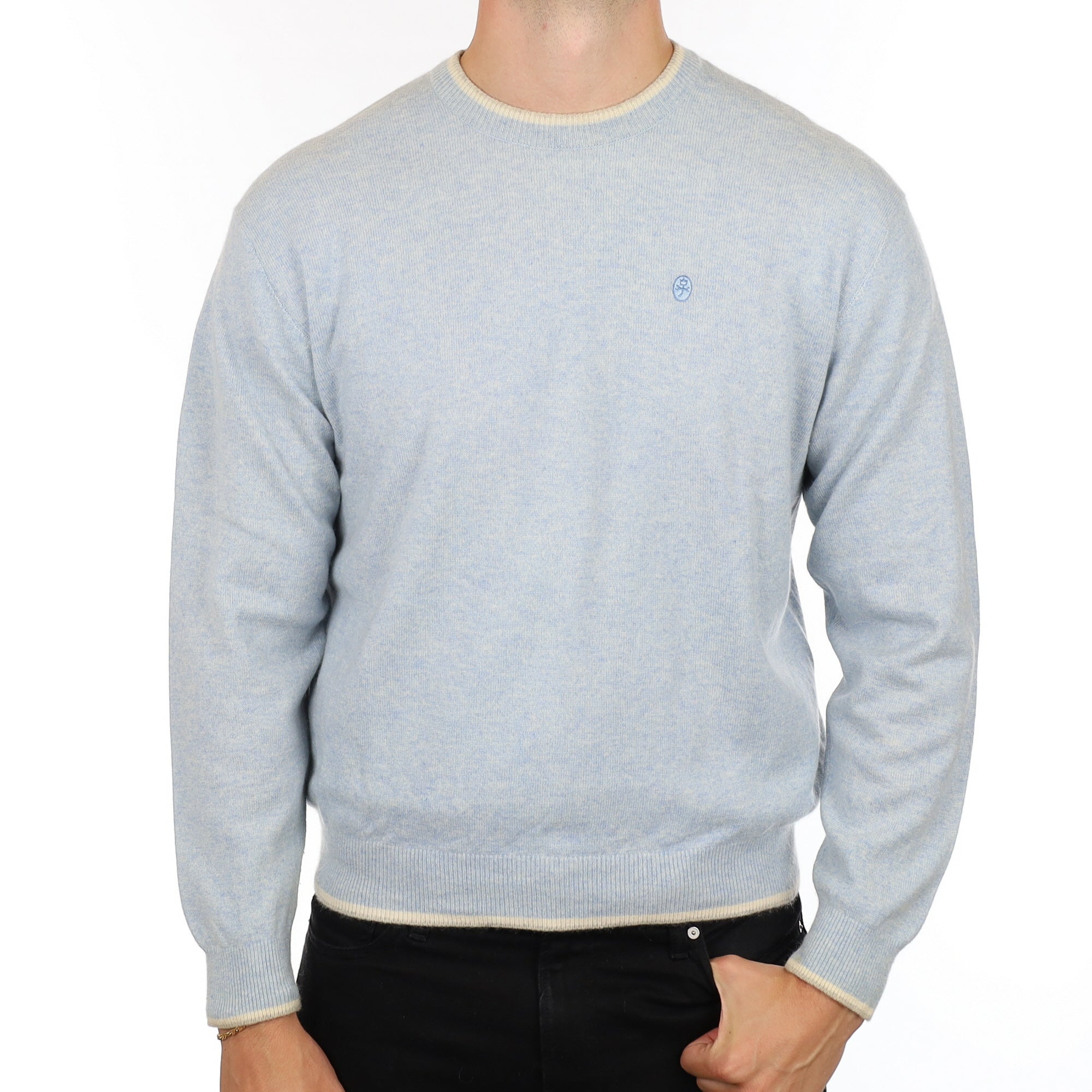 Men's Castelbajac Sky Blue Marl Cashmere Crew Neck Jumper XL
