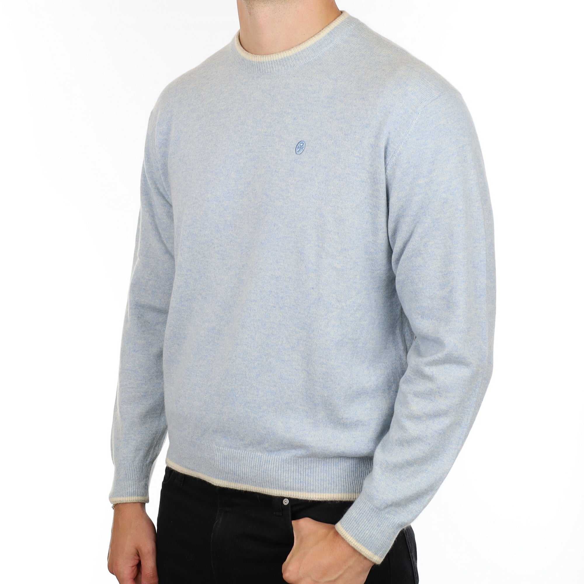Men's Castelbajac Sky Blue Marl Cashmere Crew Neck Jumper XL