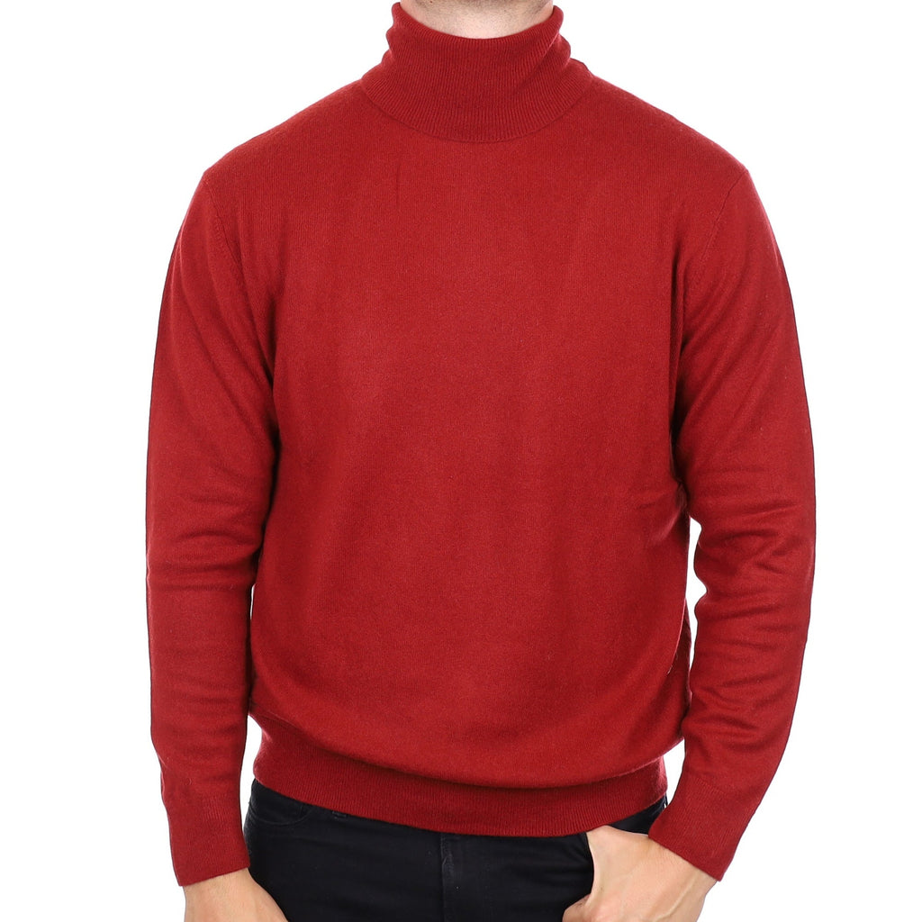 Men's Brick Red Cashmere Polo Neck Jumper XL