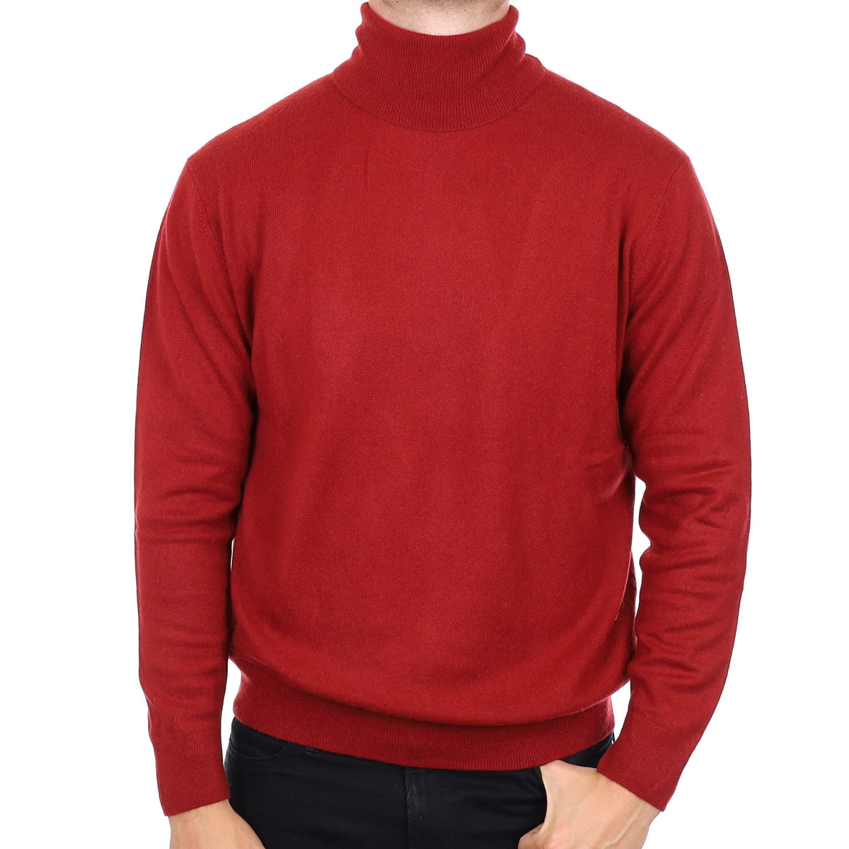 Men's Brick Red Cashmere Polo Neck Jumper XL