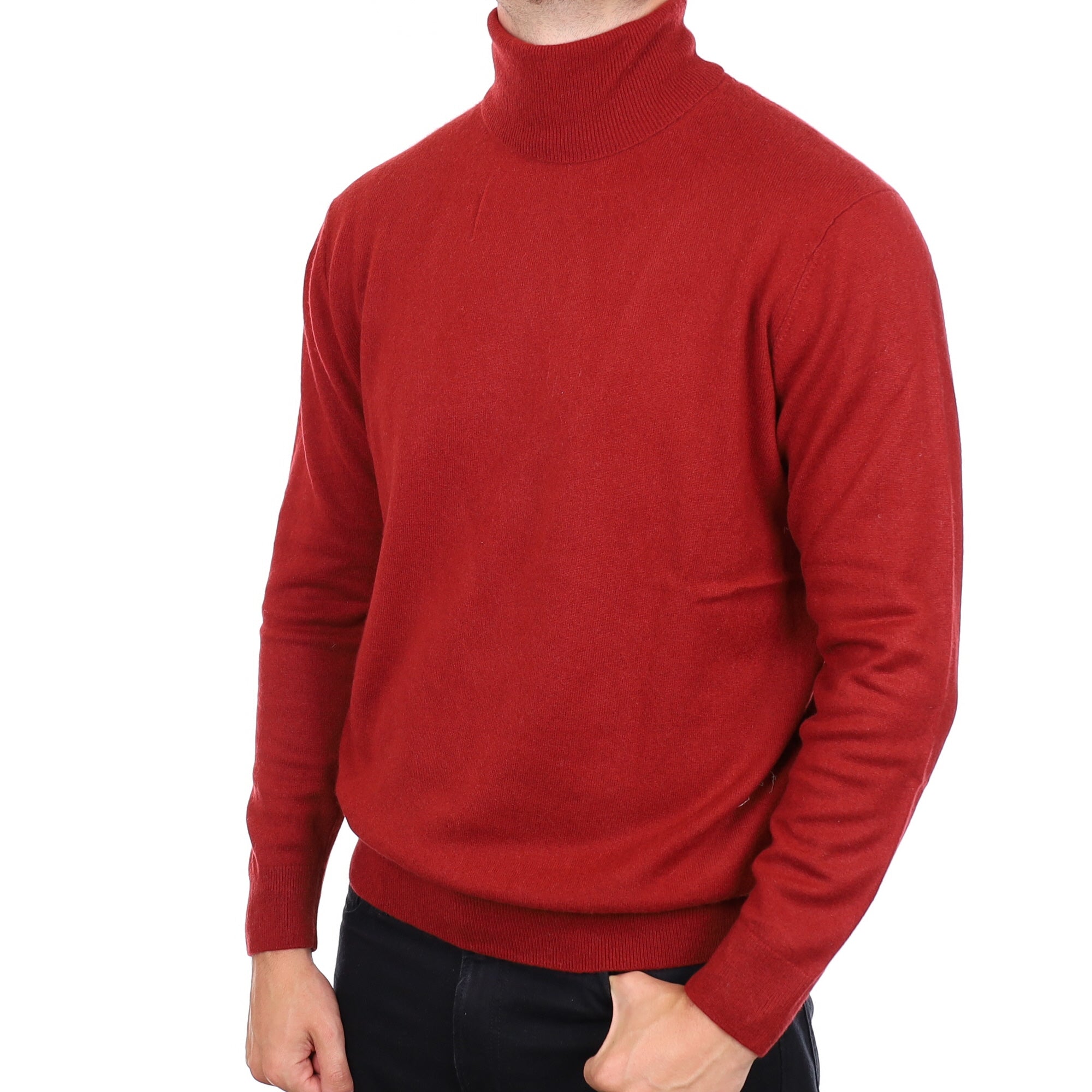 Men's Brick Red Cashmere Polo Neck Jumper XL