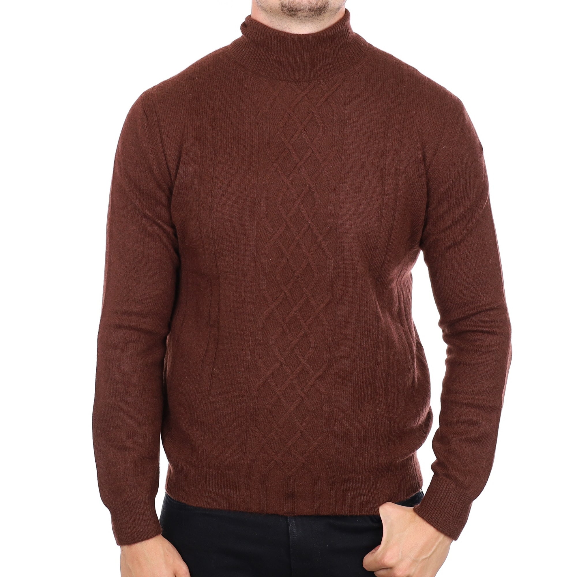 Men's Corneliani Pecan Brown Cashmere Polo Neck Jumper XL