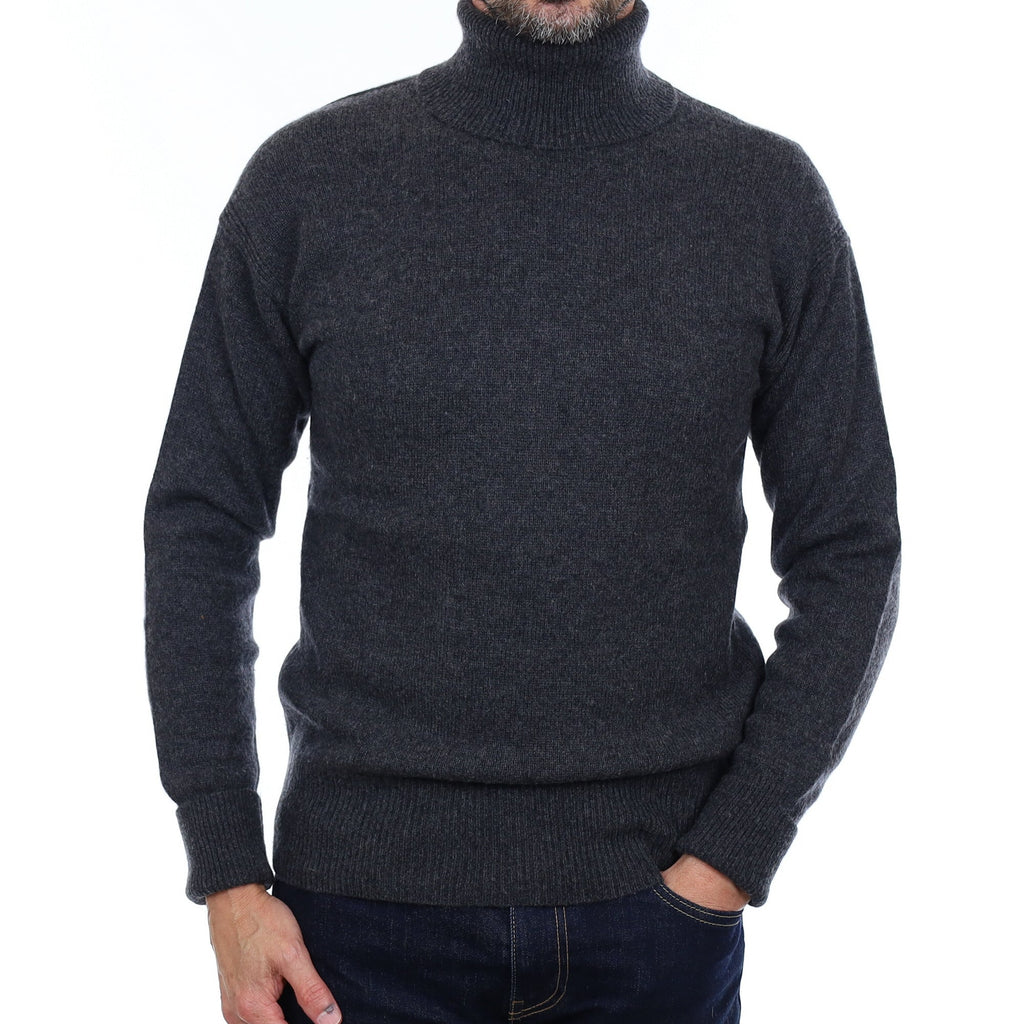 Men's Cos Graphite Grey Heavy Knit Cashmere Polo Neck Jumper Small