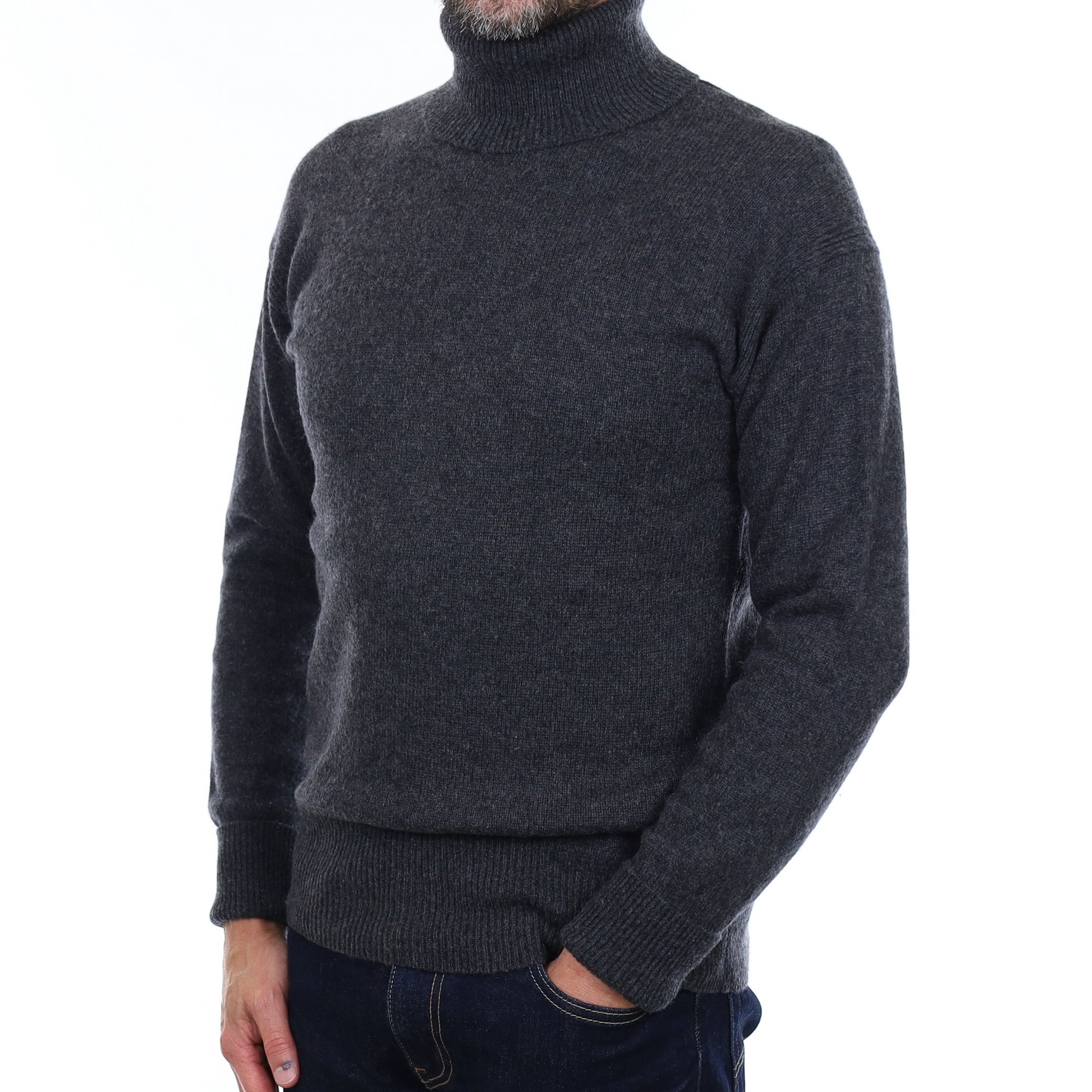 Men's Cos Graphite Grey Heavy Knit Cashmere Polo Neck Jumper Small