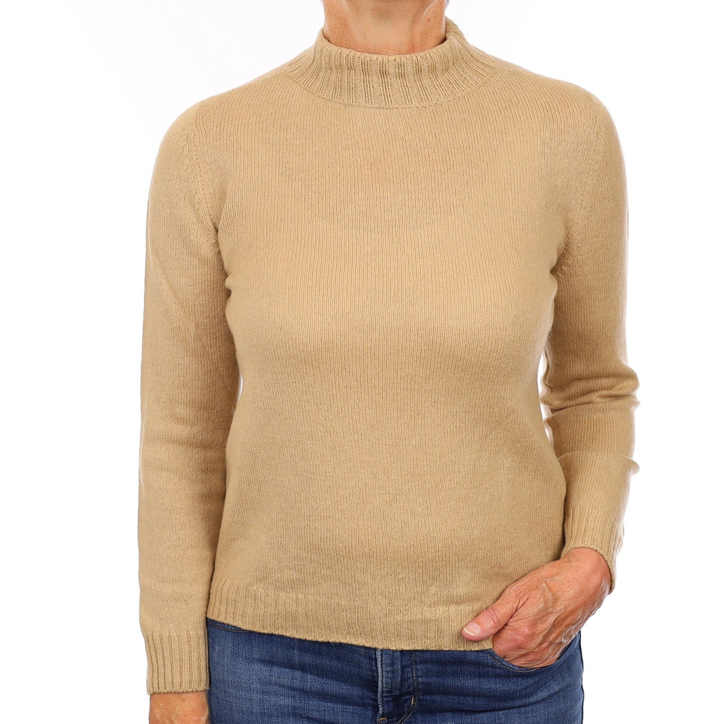 Caramel Brown Cashmere Turtleneck Jumper Medium