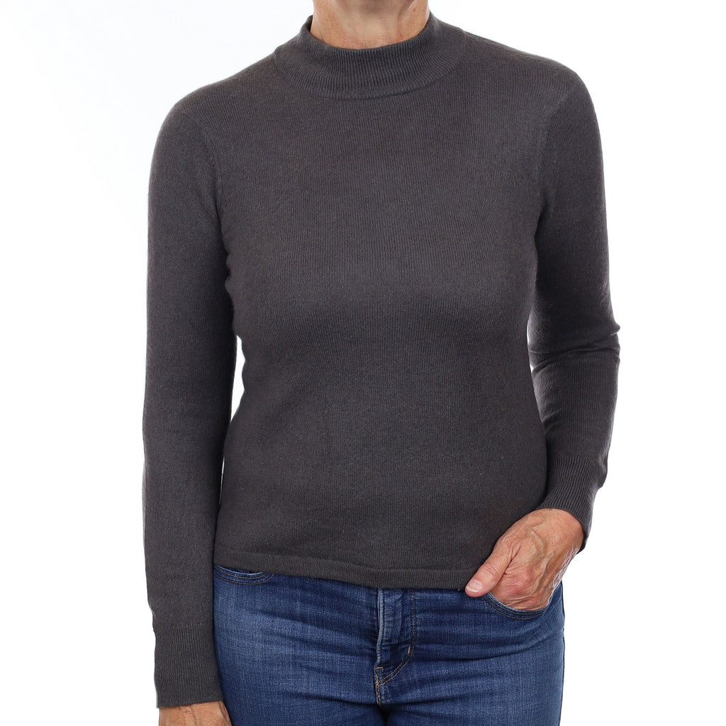 Mole Brown Cashmere Turtleneck Jumper Medium