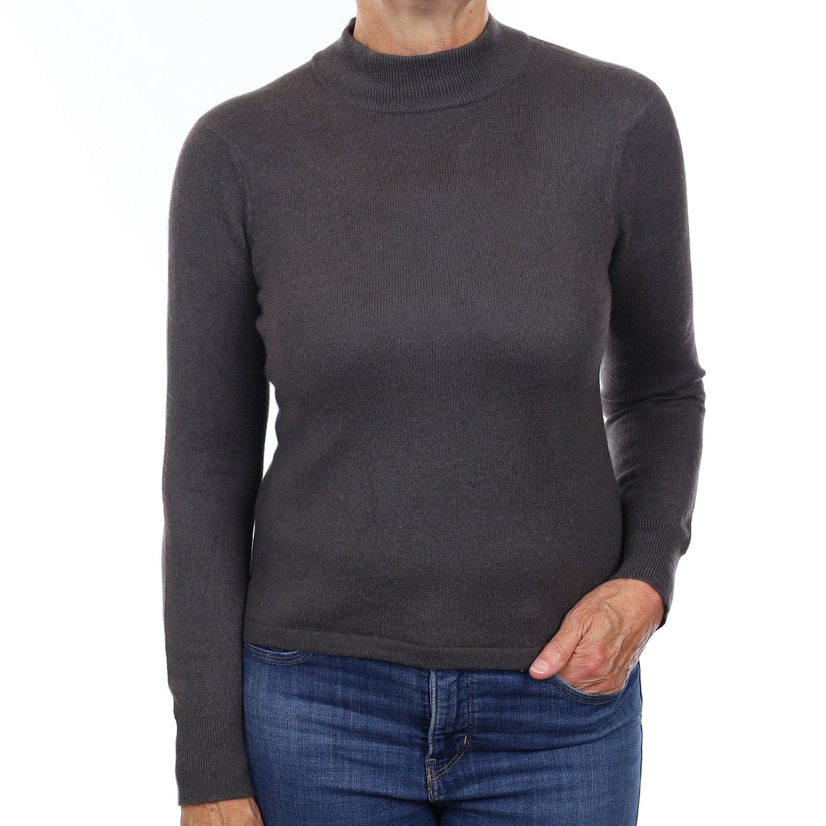 Mole Brown Cashmere Turtleneck Jumper Medium