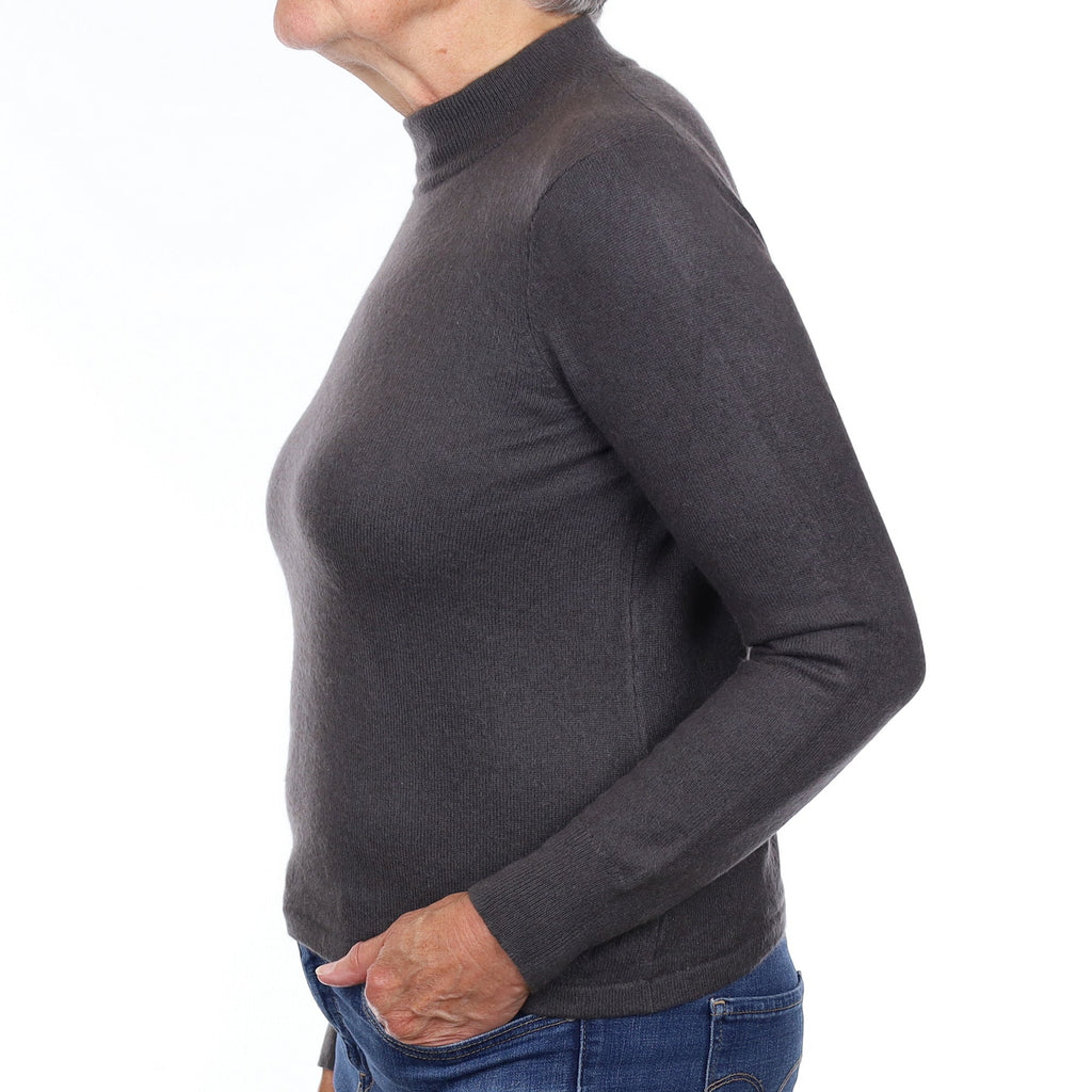 Mole Brown Cashmere Turtleneck Jumper Medium