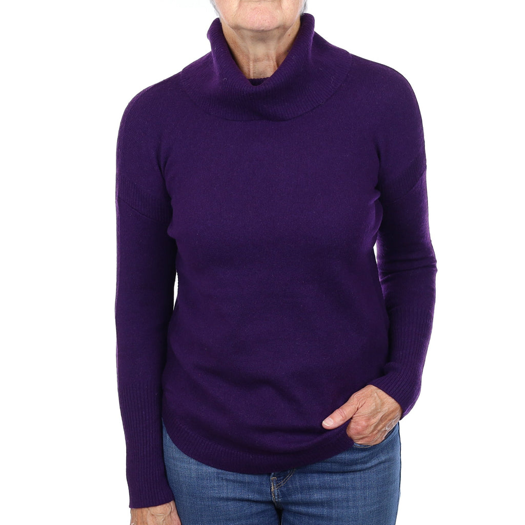 Shadow Purple Cashmere Scooped Hem Cowl Neck Neck Jumper Medium