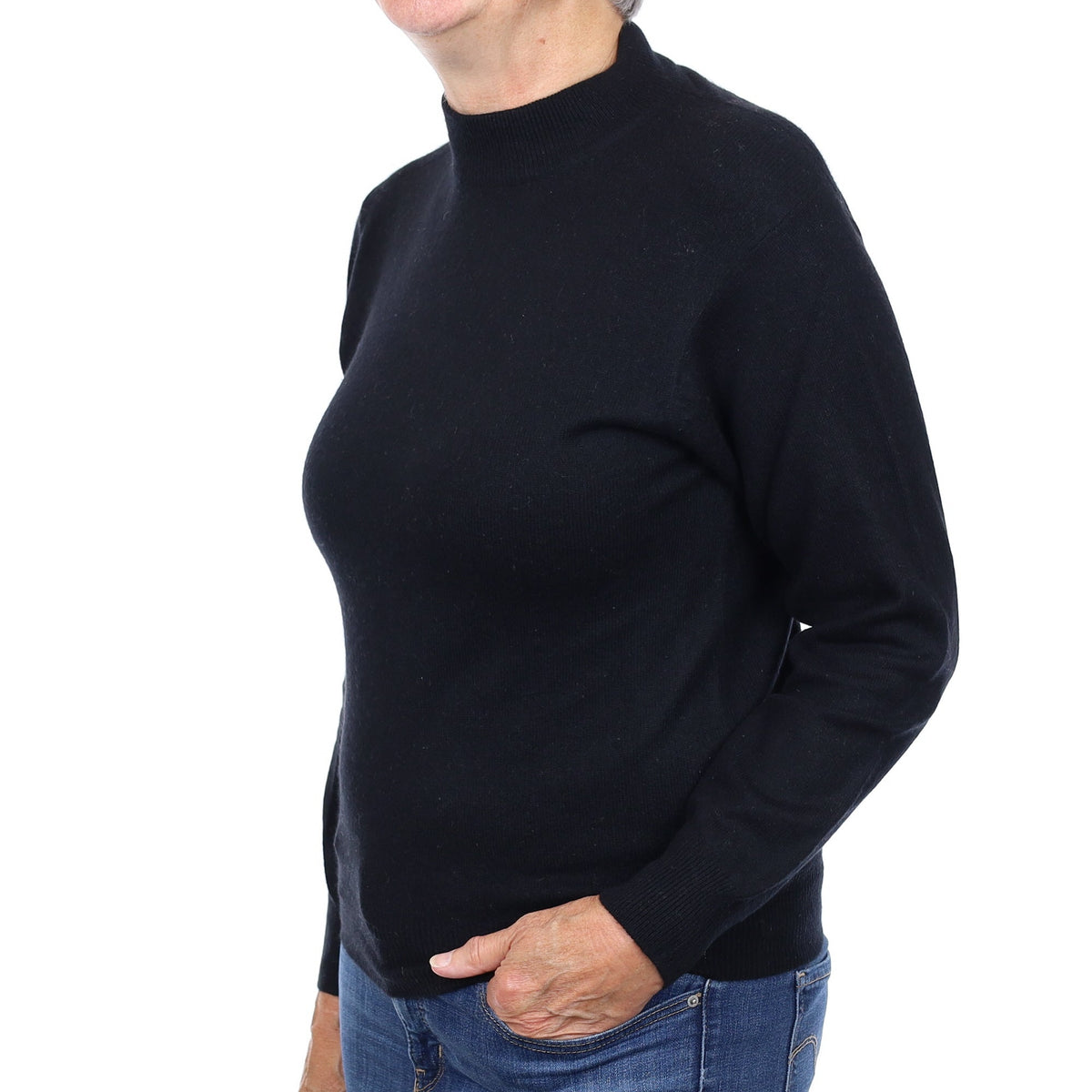 Black Cashmere Turtleneck Jumper Medium