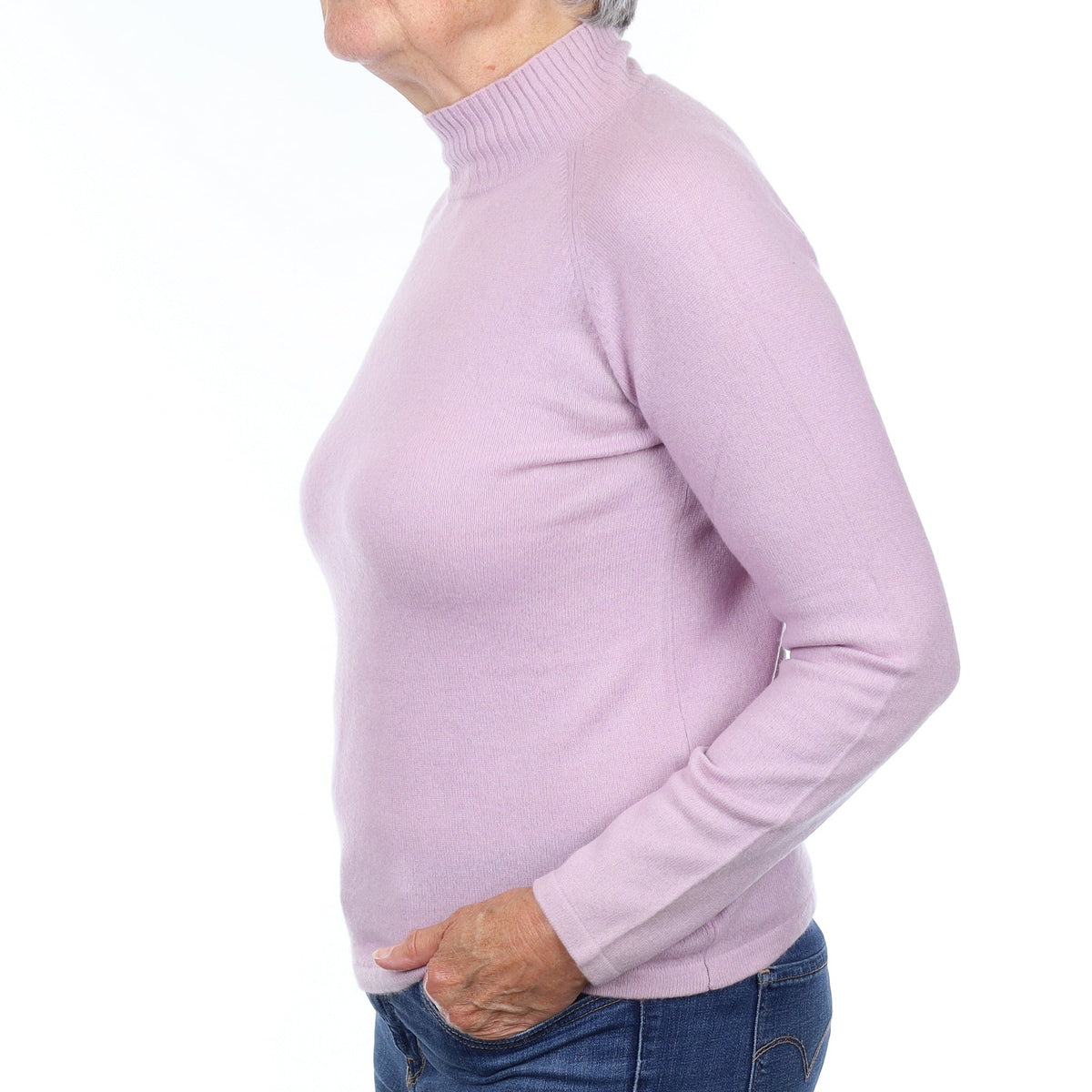Hazy Lavender Cashmere Turtleneck Jumper Medium