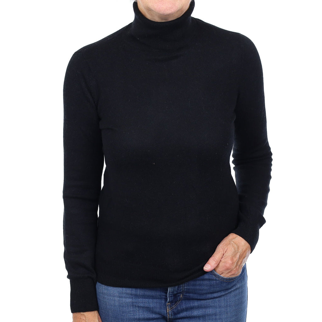 Neiman Marcus Black Cashmere Polo Neck Jumper Medium