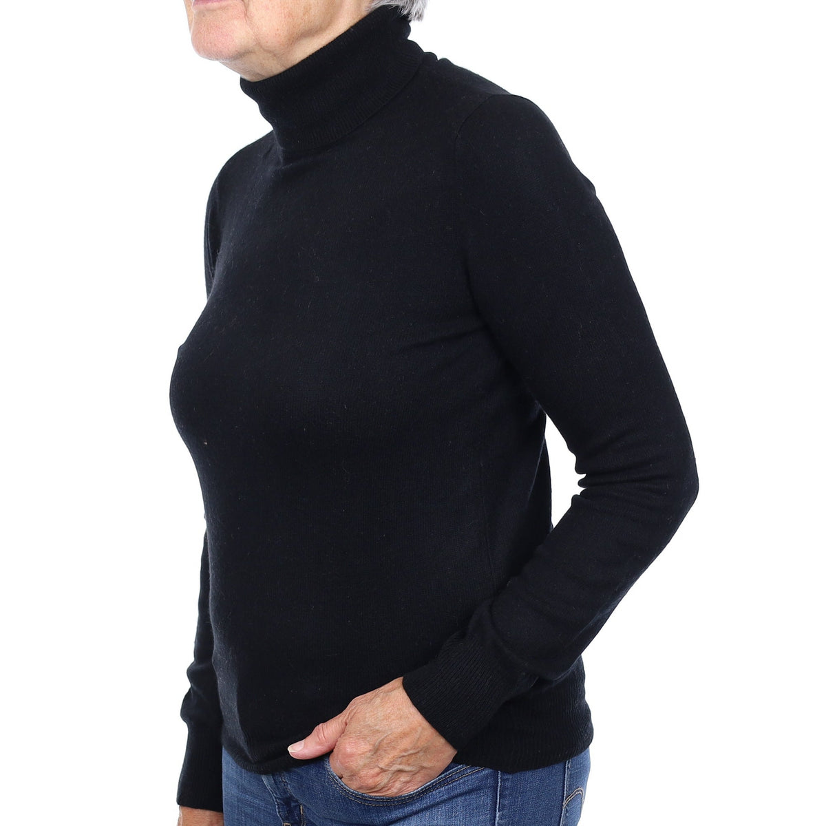 Neiman Marcus Black Cashmere Polo Neck Jumper Medium