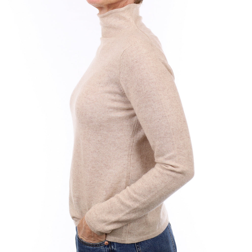 Oatmeal Cashmere Boxy Funnel Neck Jumper Small