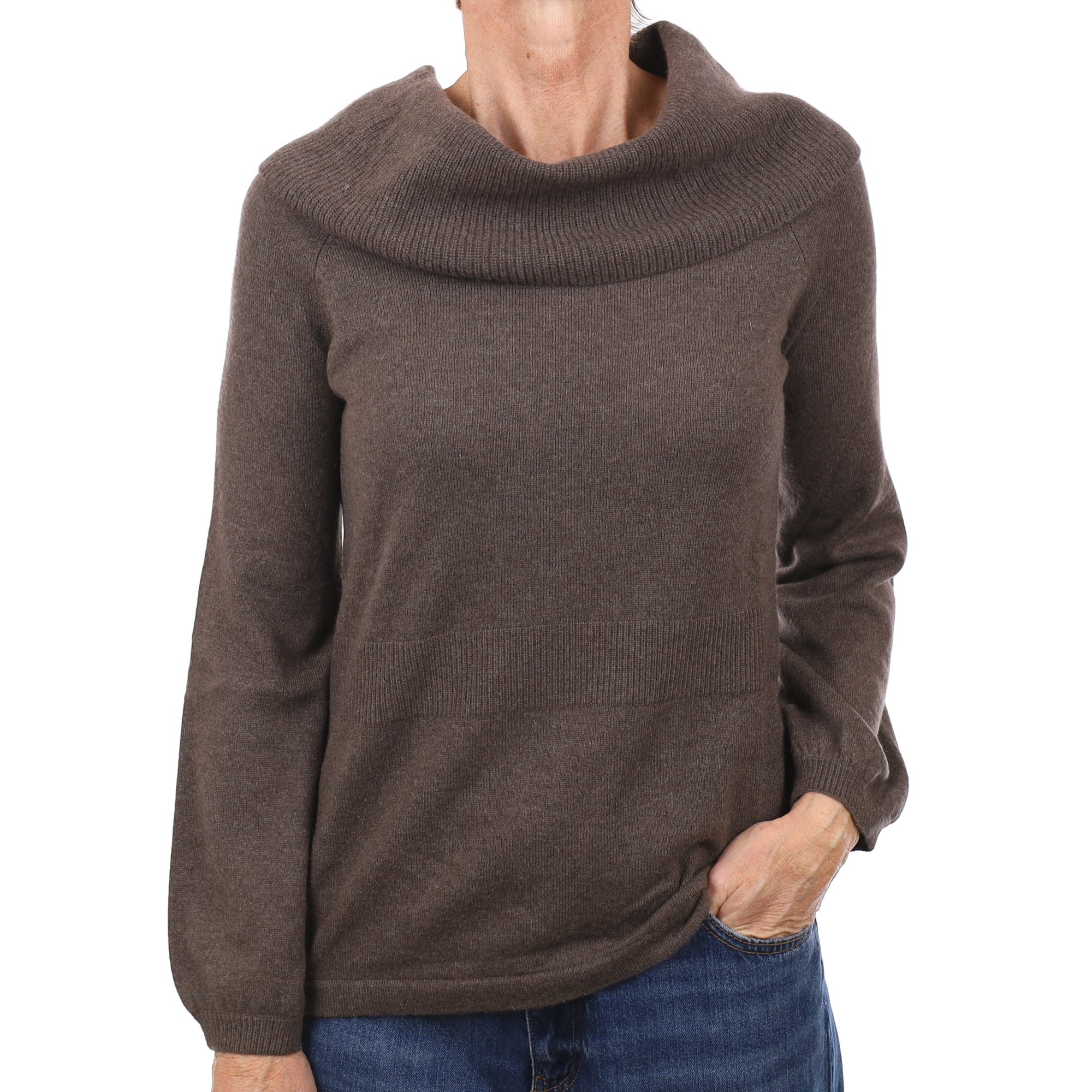 Mocha Brown Cashmere Cowl Neck Jumper Small