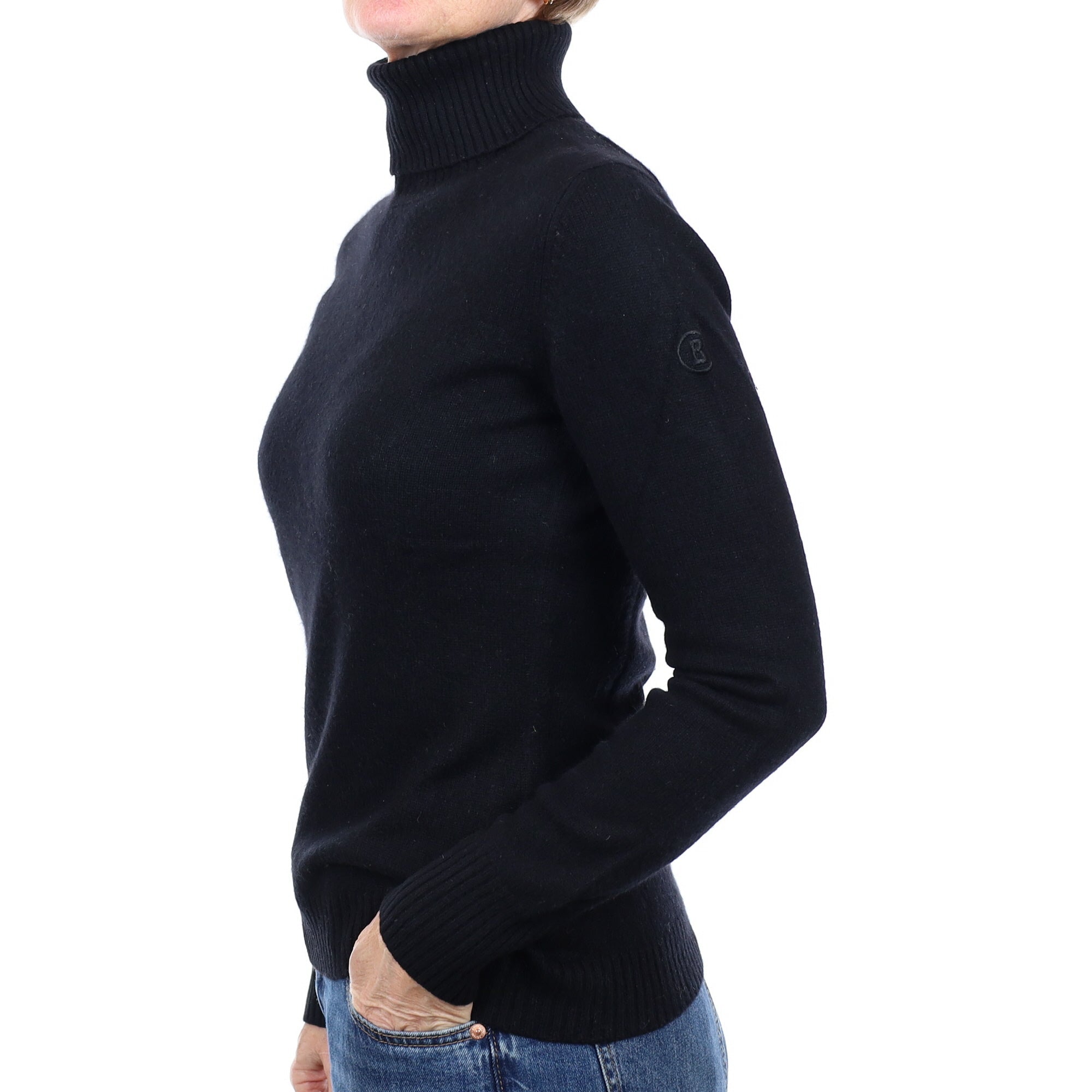 Bogner Black Heavy Knit Cashmere Polo Neck Jumper Small