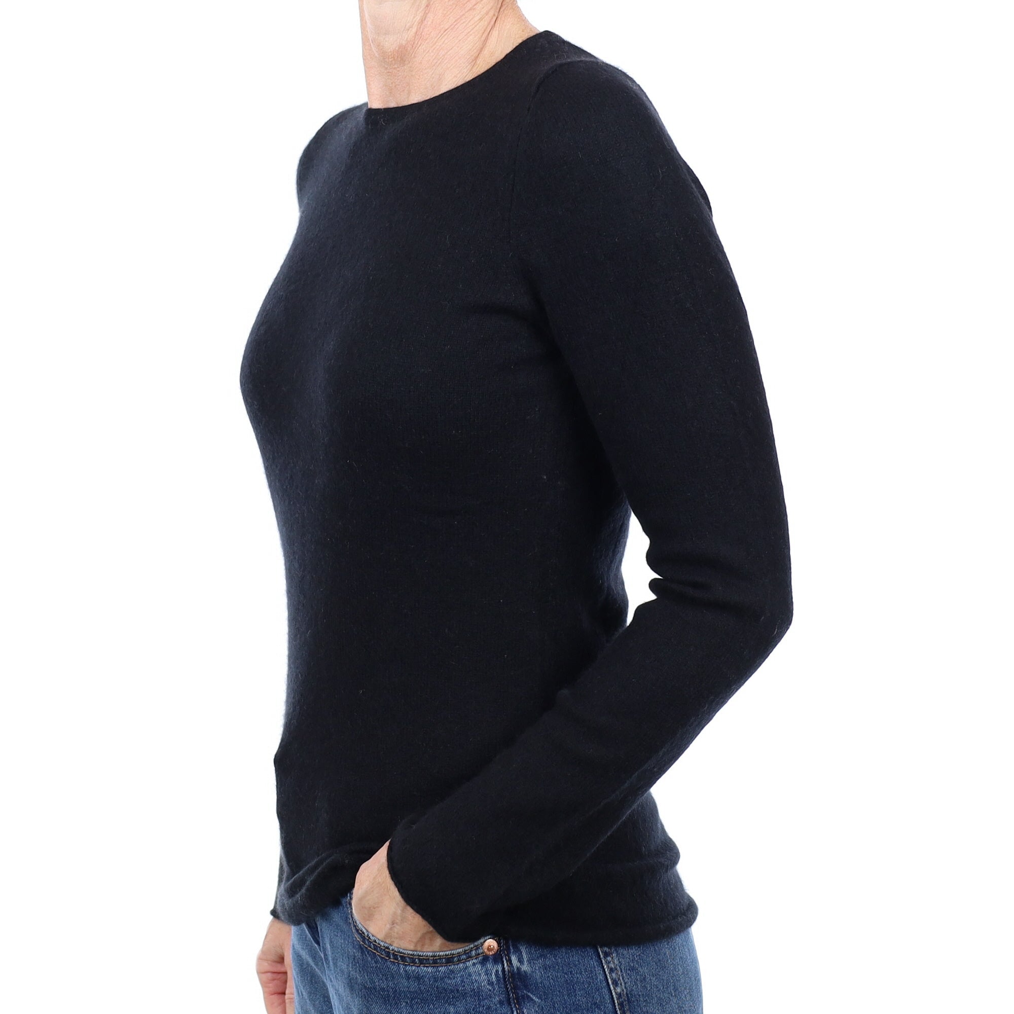 Black Cashmere Crew Neck Jumper Small