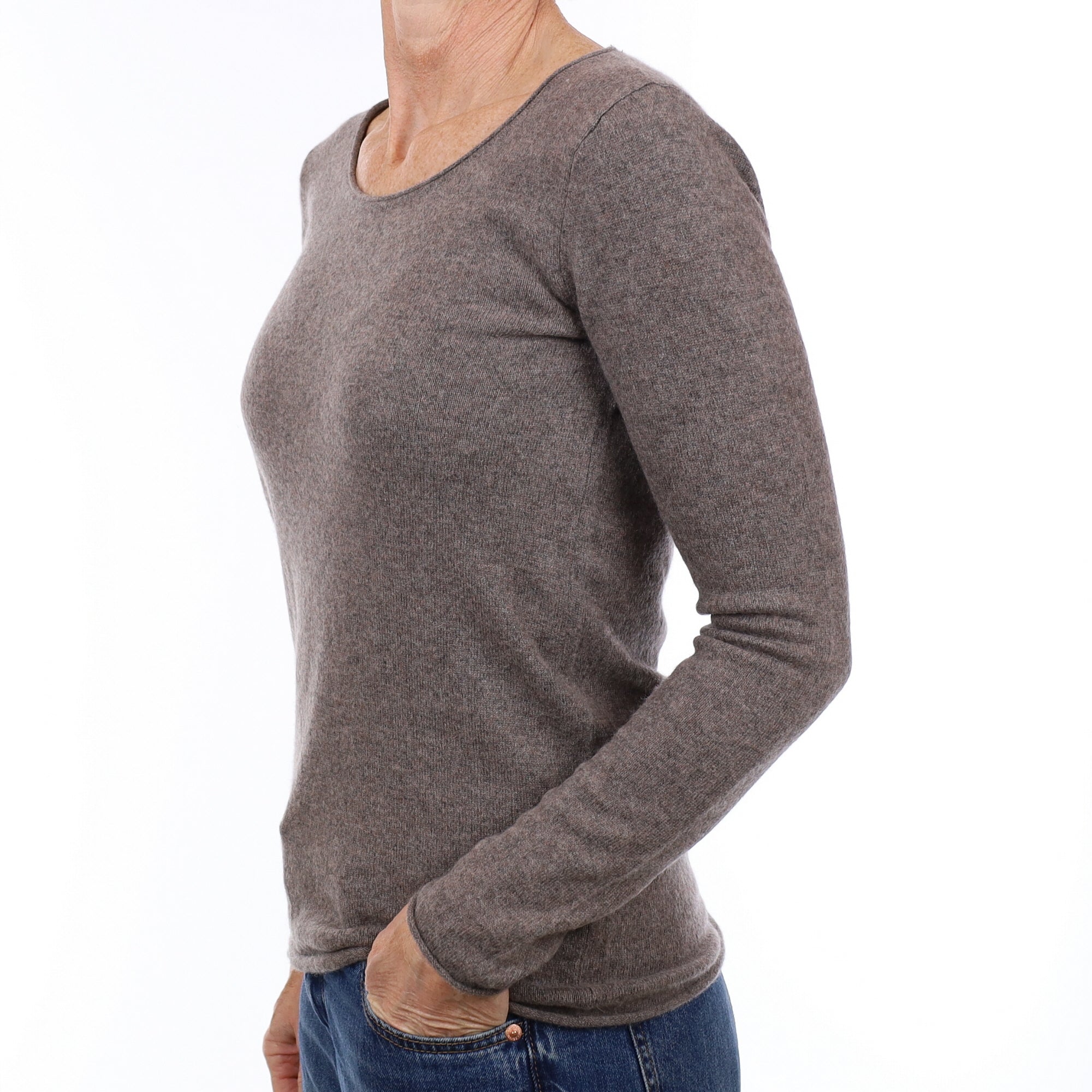 Donkey Brown Cashmere Scoop Neck Jumper Small