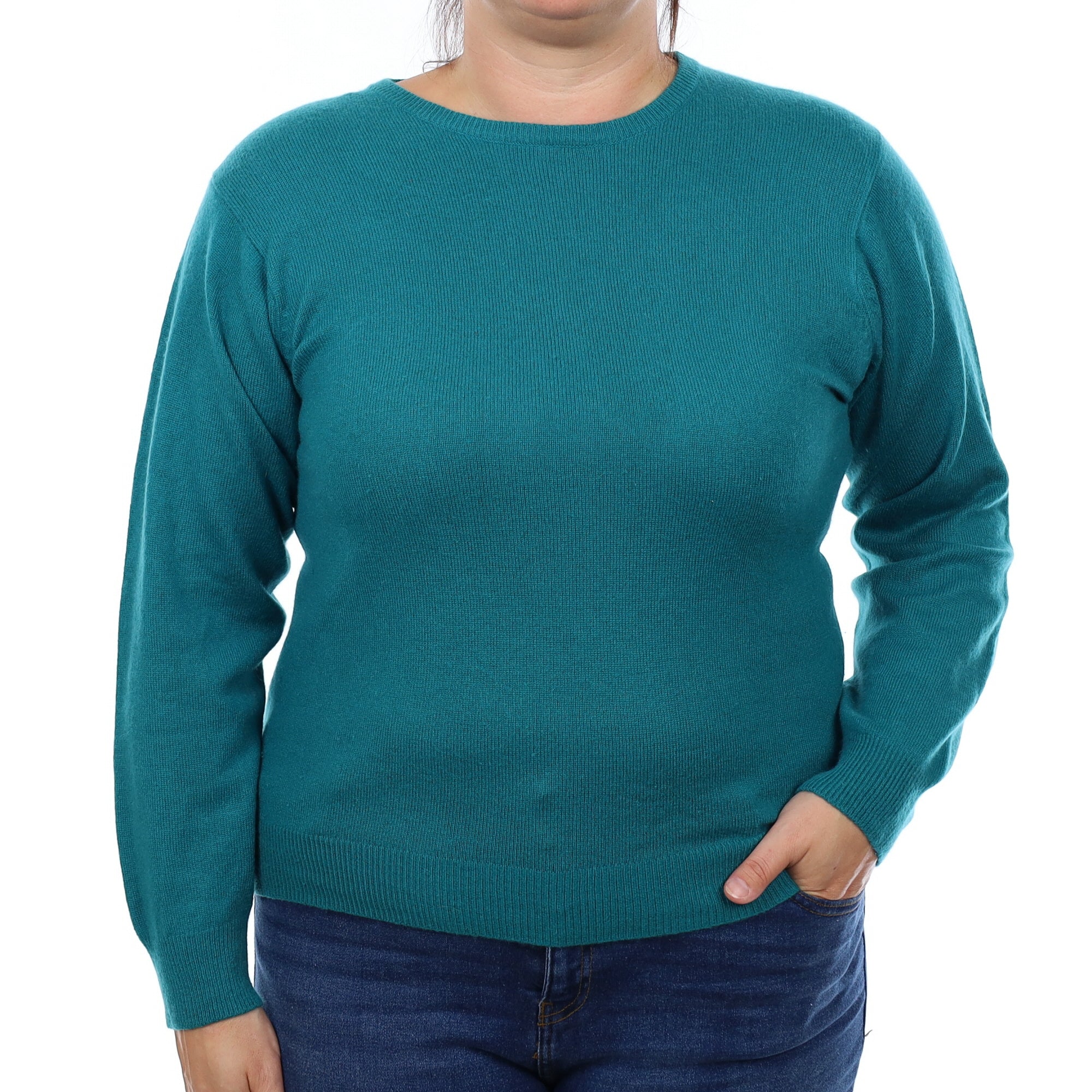 Teal Green Cashmere Crew Neck Jumper Large