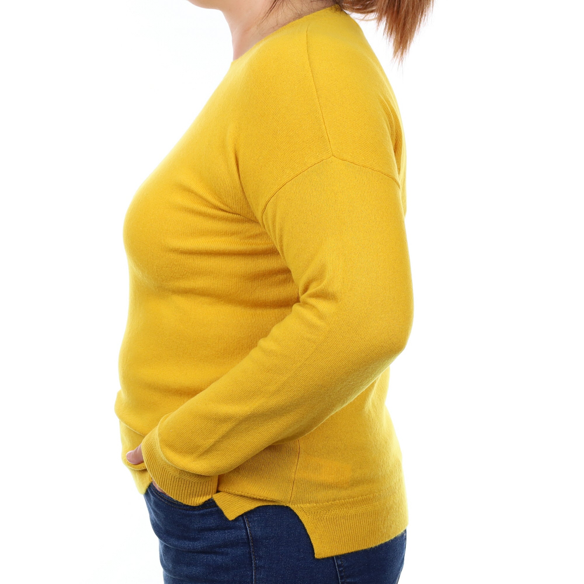 Sunflower Yellow Cashmere Crew Neck Jumper Large