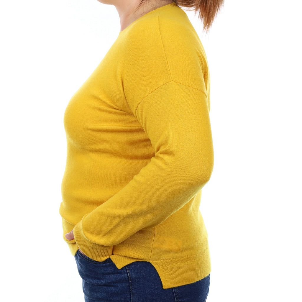 Sunflower Yellow Cashmere Crew Neck Jumper Large