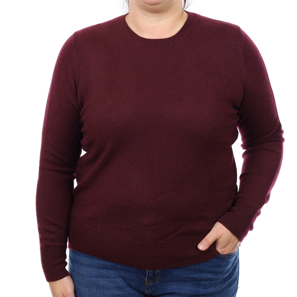 Aubergine Purple Cashmere Crew Neck Jumper Large