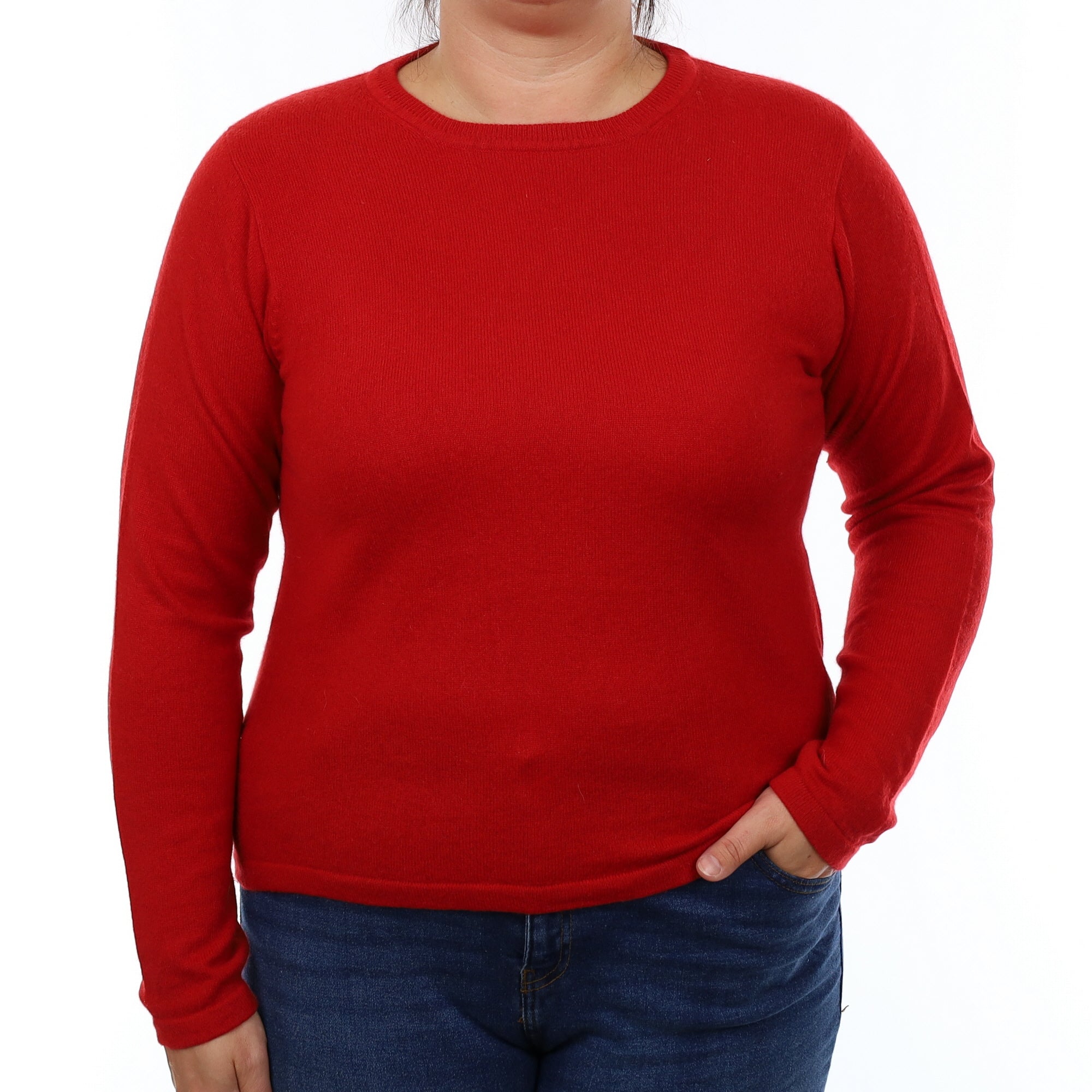 Tomato Red Cashmere Crew Neck Jumper Large