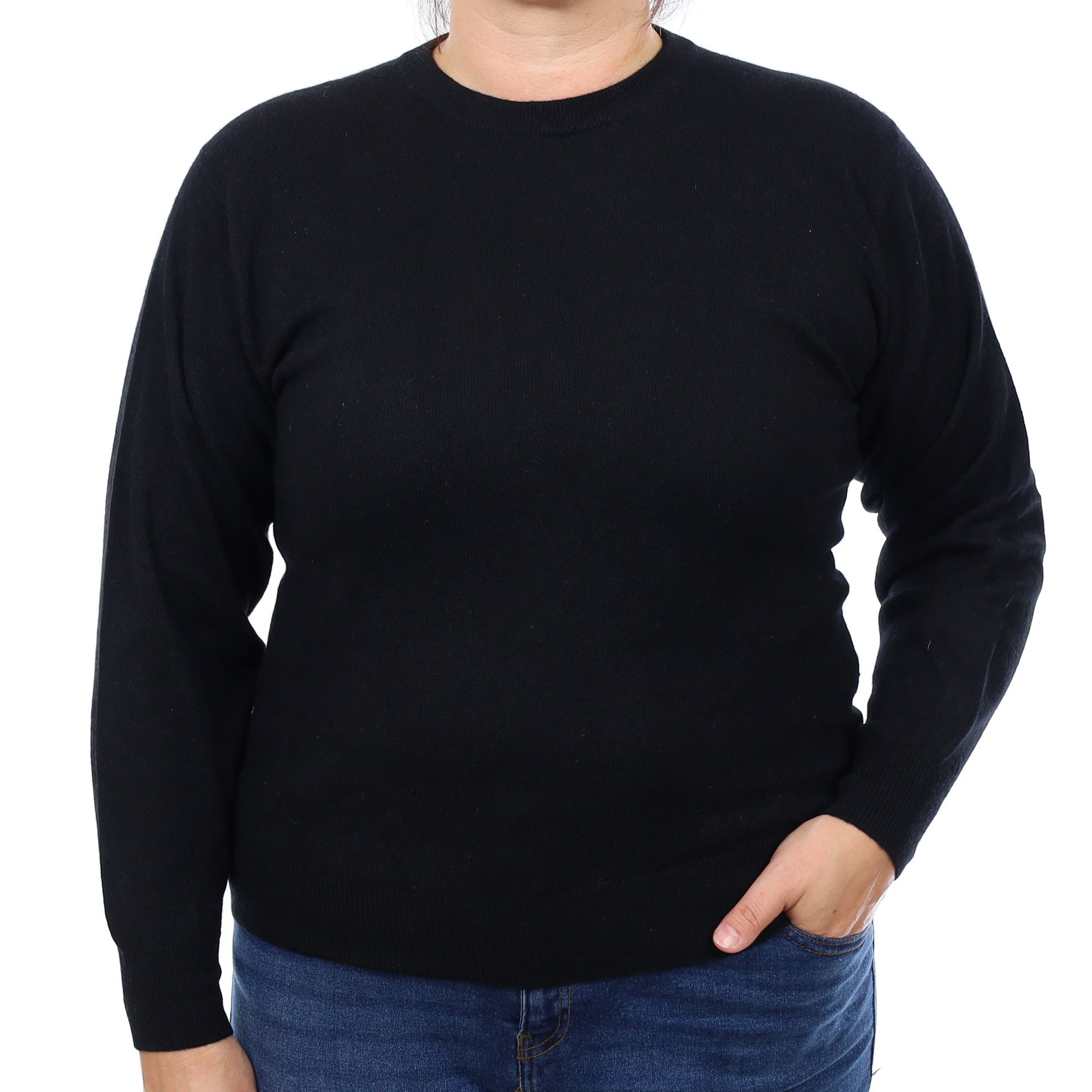 Black Cashmere Crew Neck Jumper Large