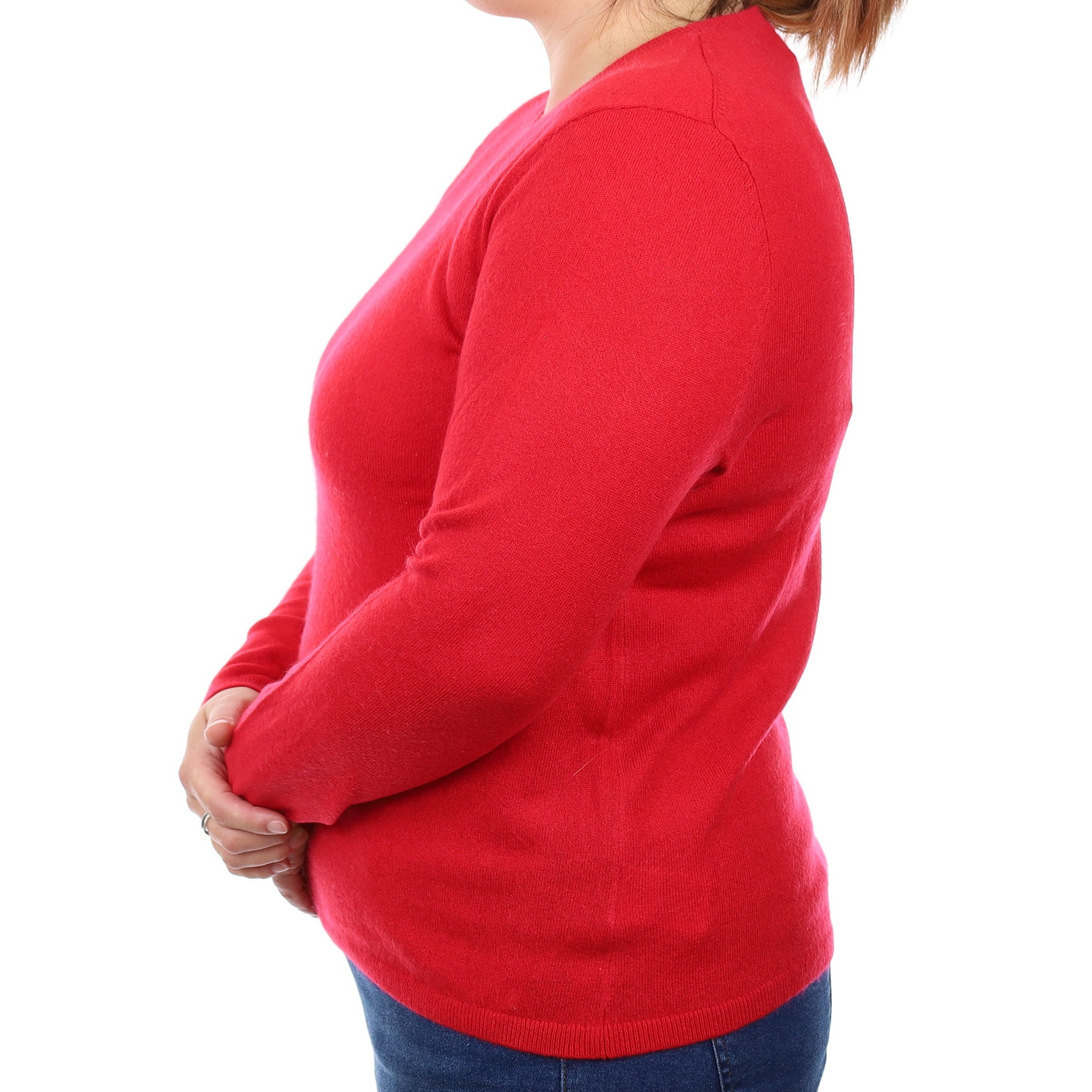 Ruby Red Cashmere Crew Neck Jumper Large