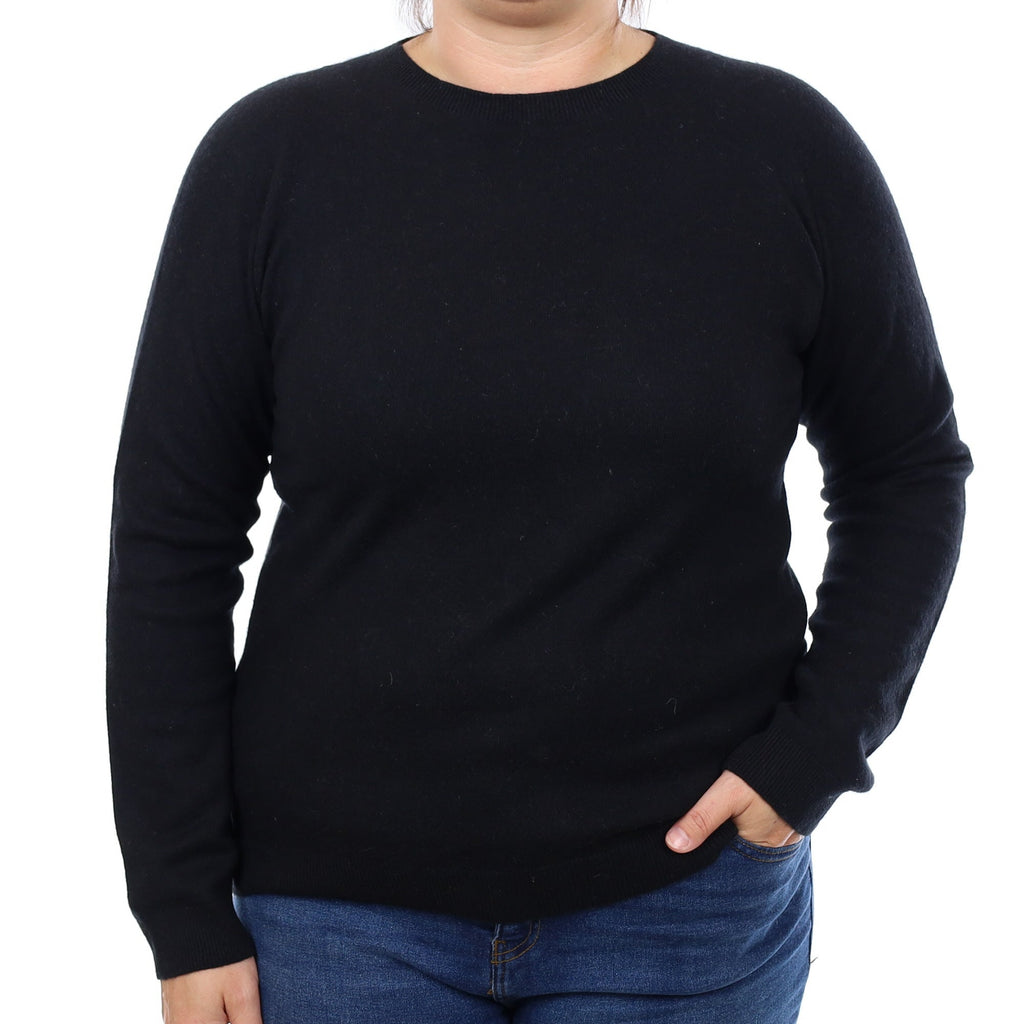 Black Cashmere Crew Neck Jumper Large